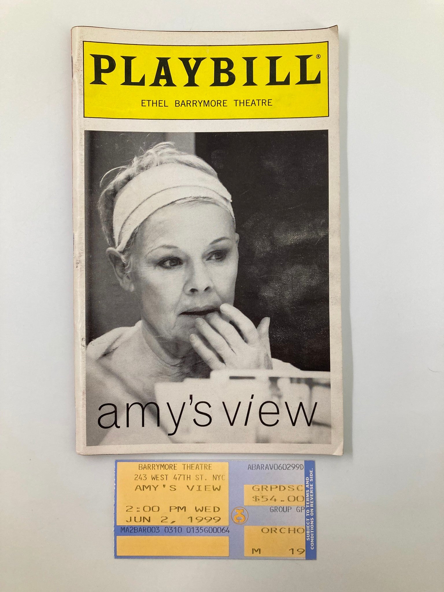 1999 Playbill Ethel Barrymore Theatre Amy's View Judi Dench, Samantha Bond