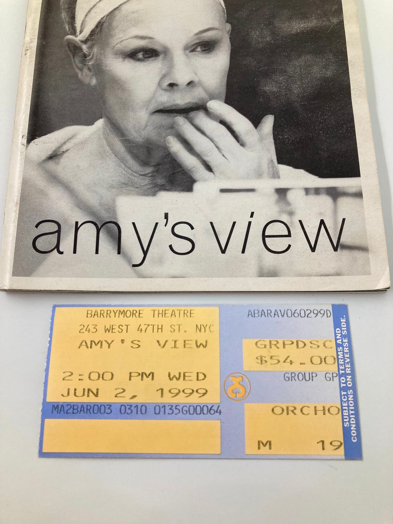 1999 Playbill Ethel Barrymore Theatre Amy's View Judi Dench, Samantha Bond