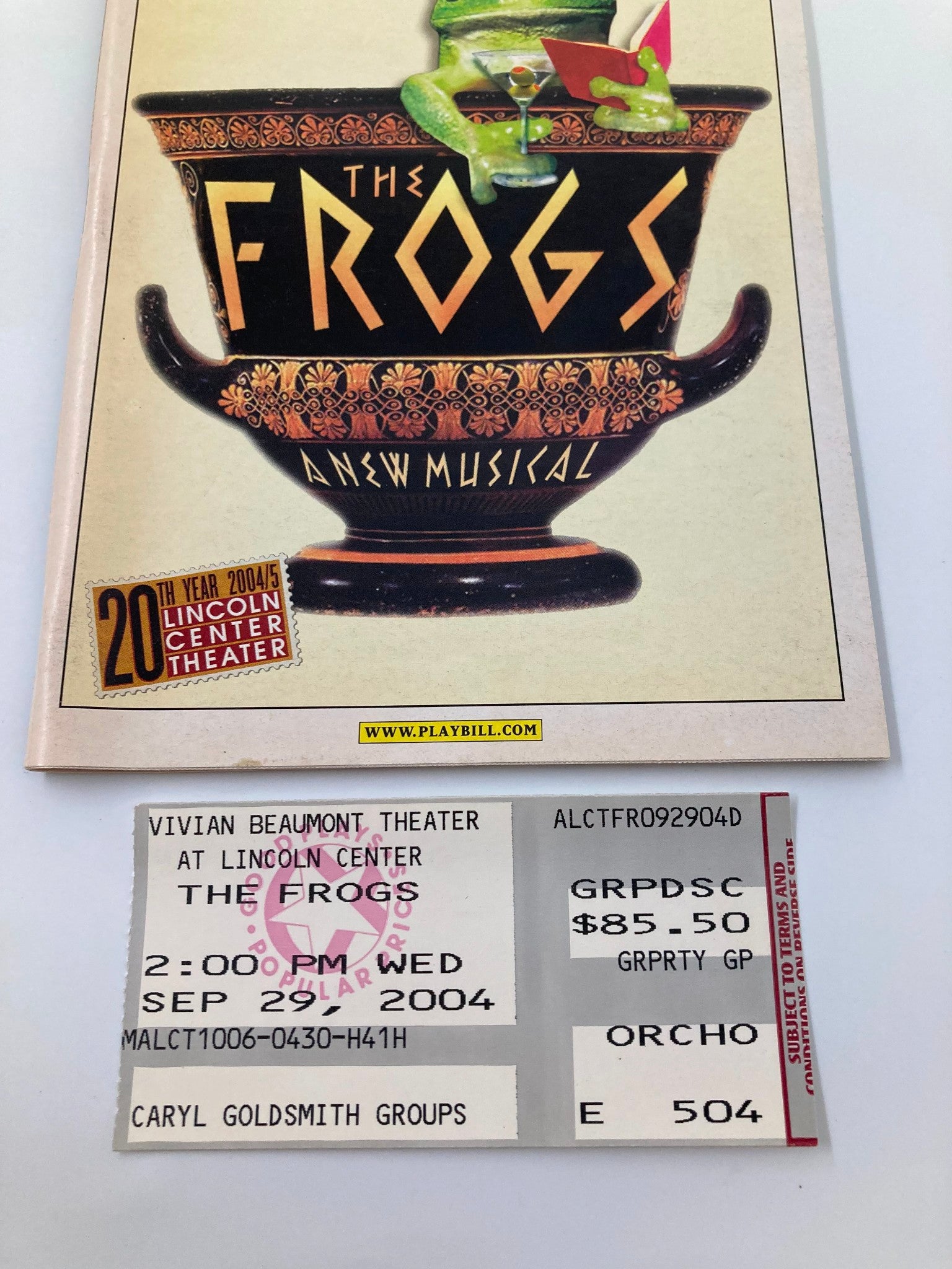 2004 Playbill Lincoln Center Theater The Frogs Ryan L. Ball, James Brown III