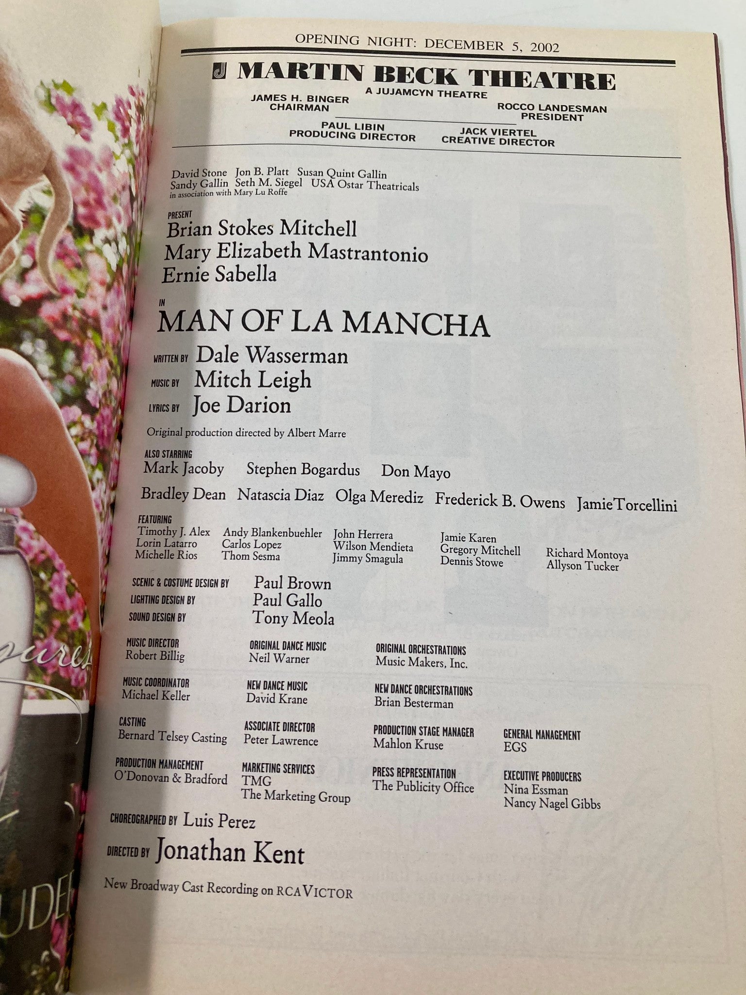 2002 Playbill Martin Beck Theatre Man of La Mancha Mark Jacoby, Stephen Bogardus