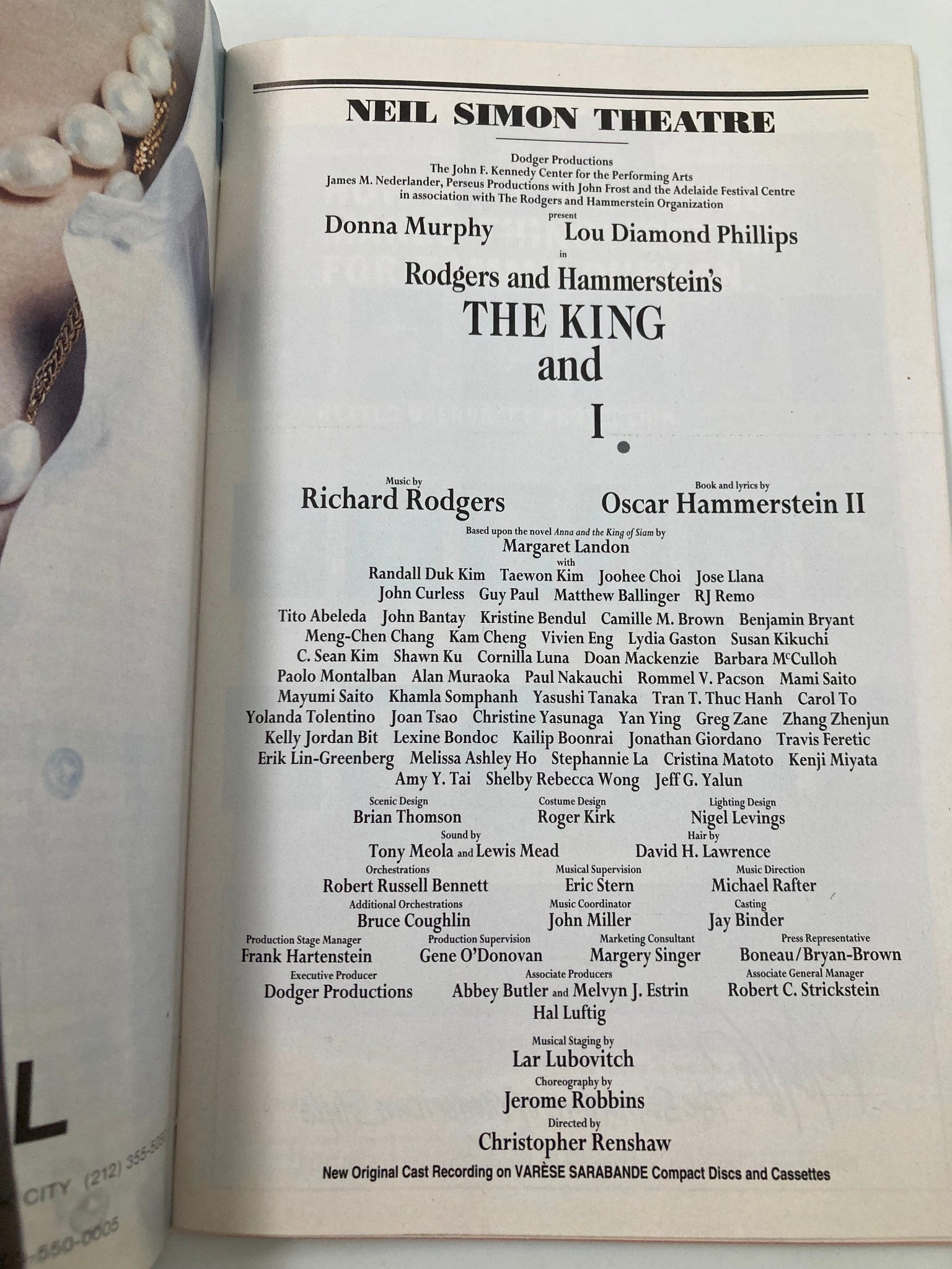 1997 Playbill Neil Simon Theatre The King and I Donna Murphy, Lou Diamond P.