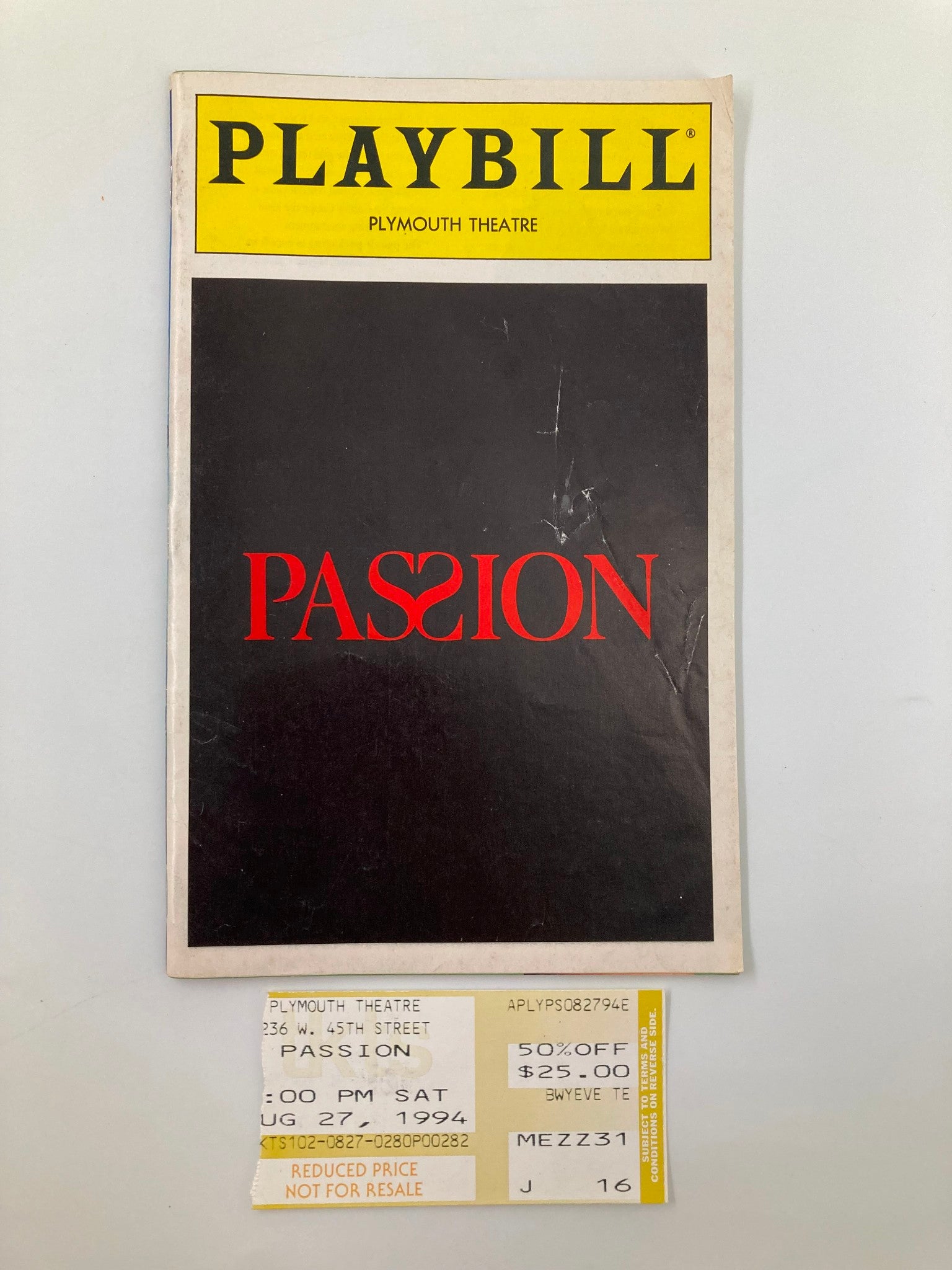 1994 Playbill Plymouth Theatre Donna Murphy, Jere Shea in Passion A New Musical