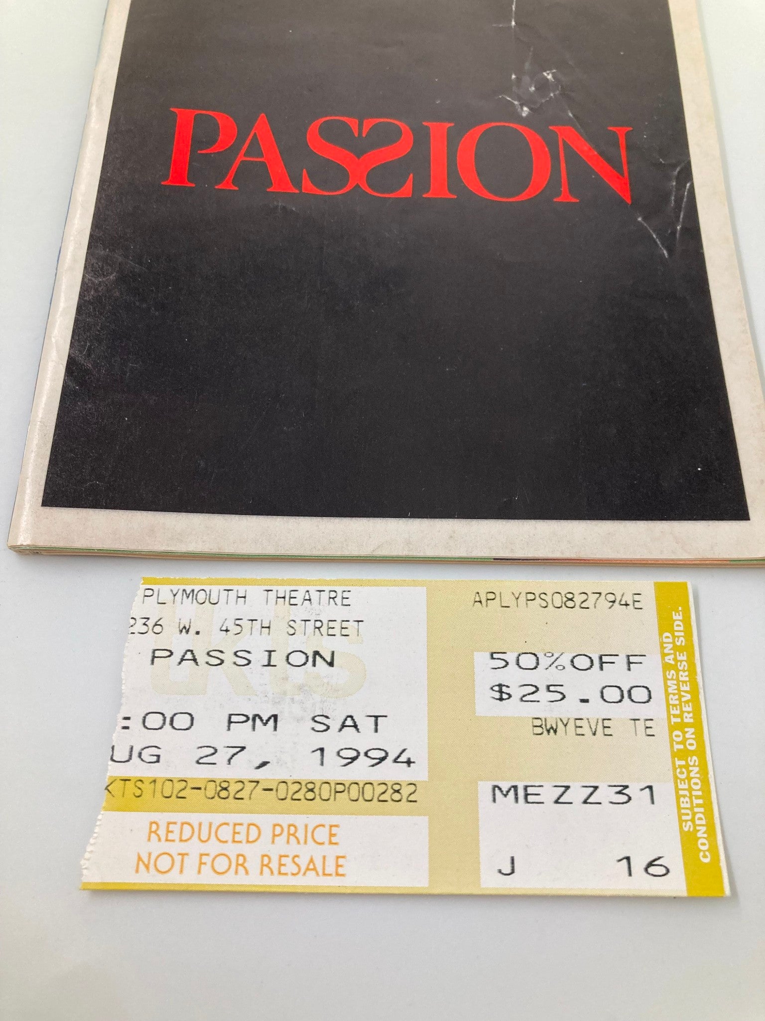 1994 Playbill Plymouth Theatre Donna Murphy, Jere Shea in Passion A New Musical