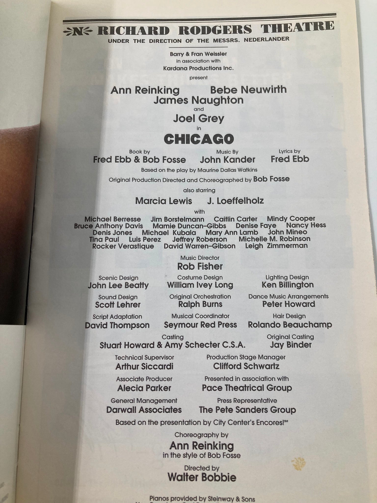 1997 Playbill Richard Rodgers Theatre Chicago Ann Reinking, James Naughton