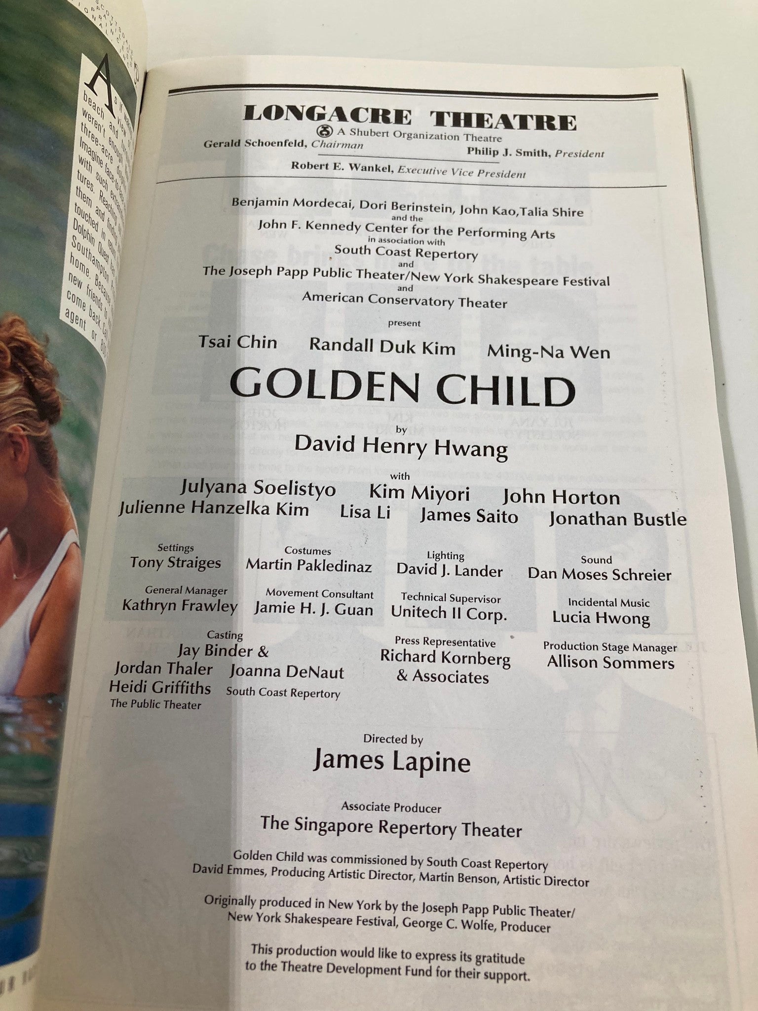 1998 Playbill Longacre Theatre Golden Child Tsai Chin Randall Duk Kim MingNa Wen