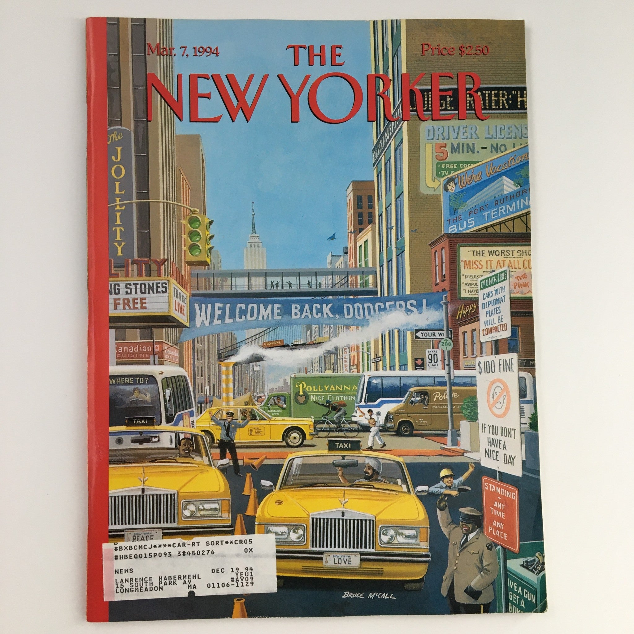 The New Yorker March 7 1994 Full Magazine Theme Cover by Bruce McCall