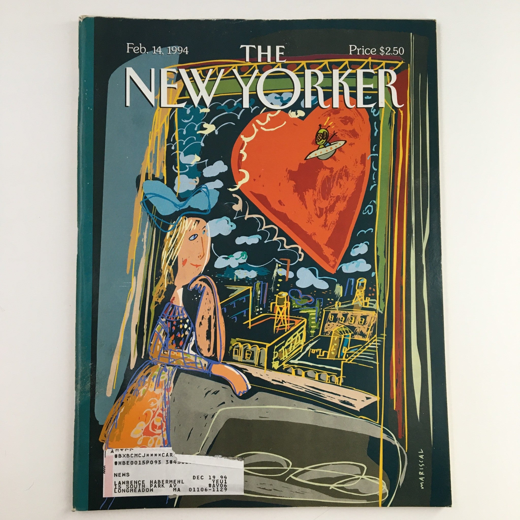 The New Yorker February 14 1994 Full Magazine Theme Cover by Javier Mariscal