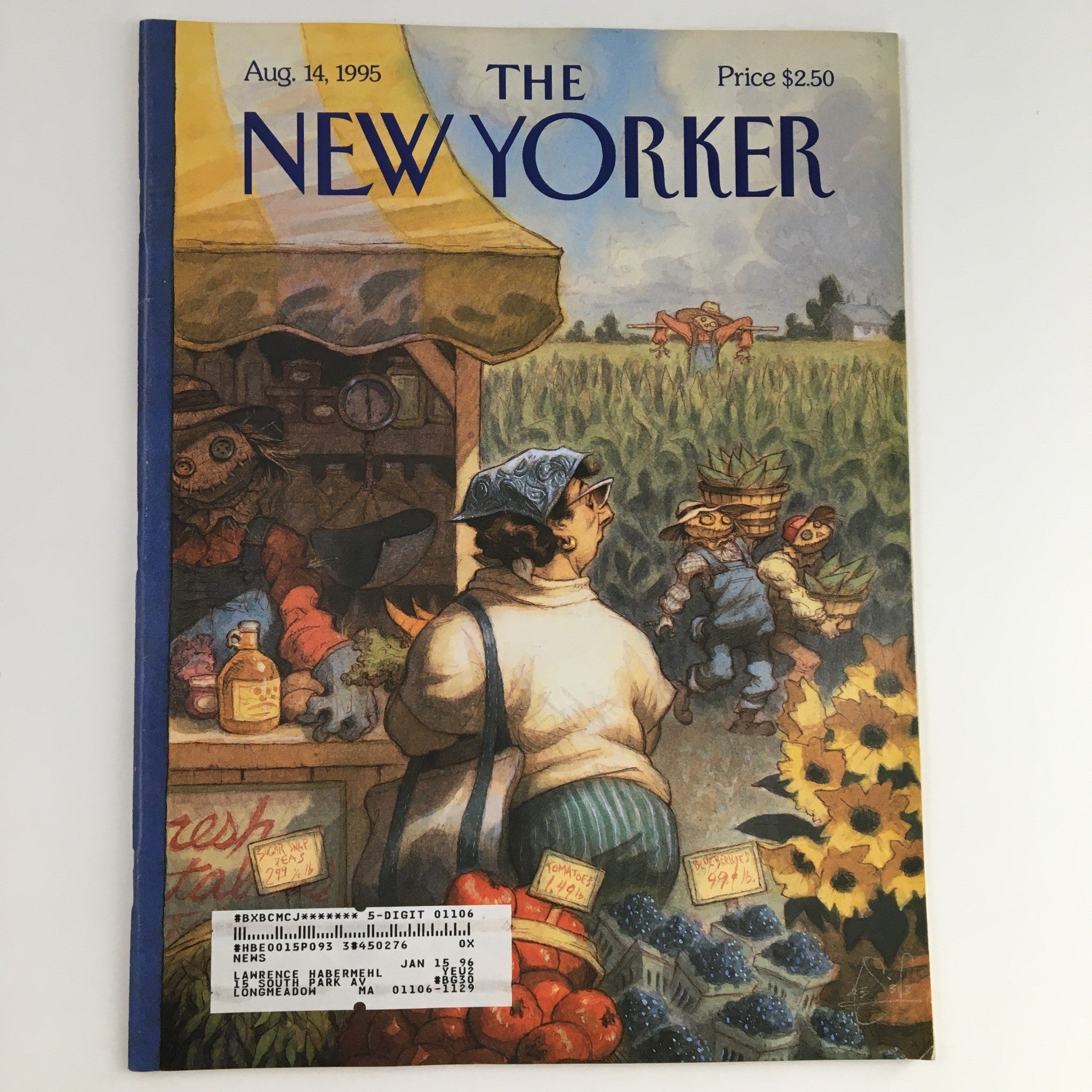 The New Yorker August 14 1995 Full Magazine Theme Cover by Peter de Sève