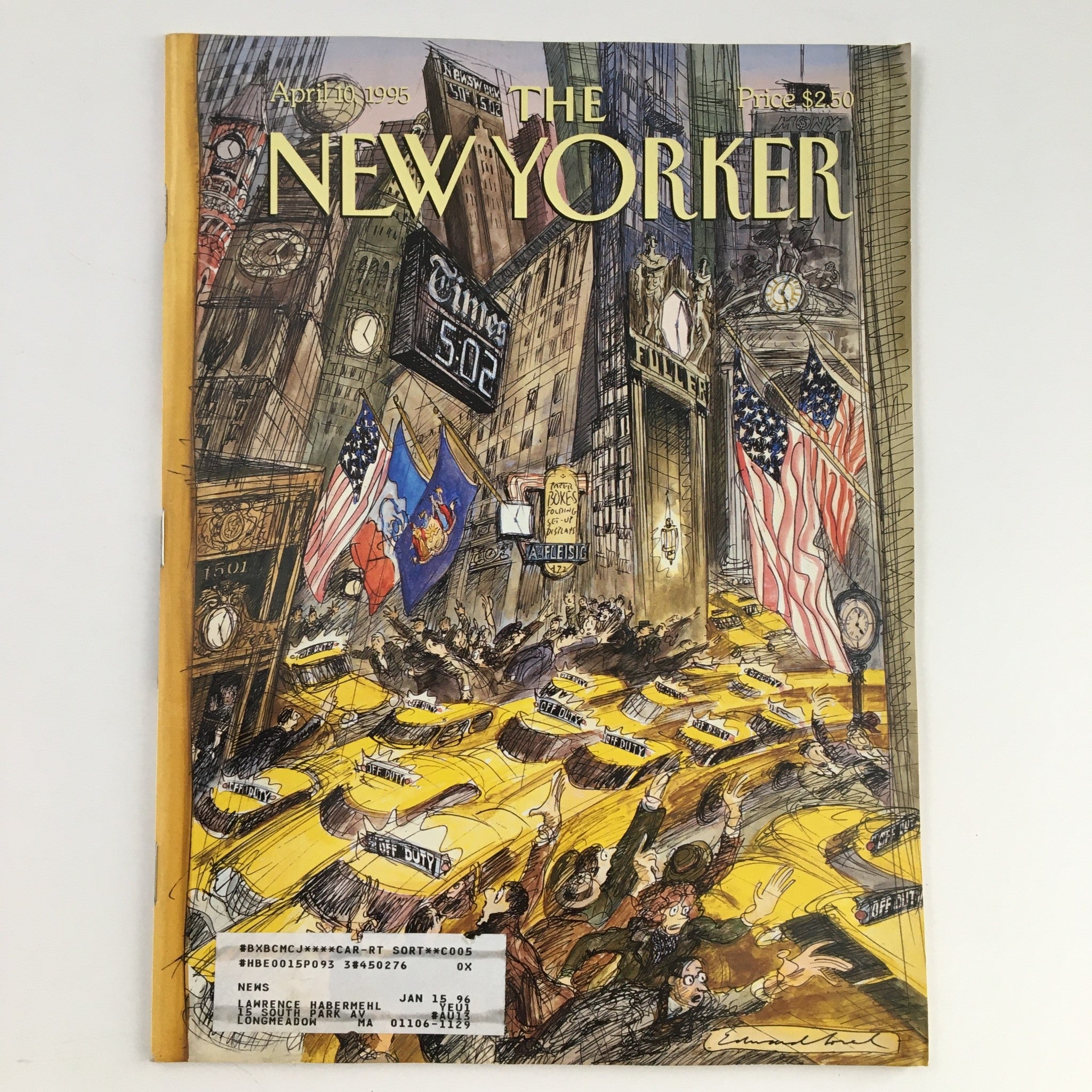 The New Yorker April 10 1995 Full Magazine Theme Cover by Edward Sorel VG