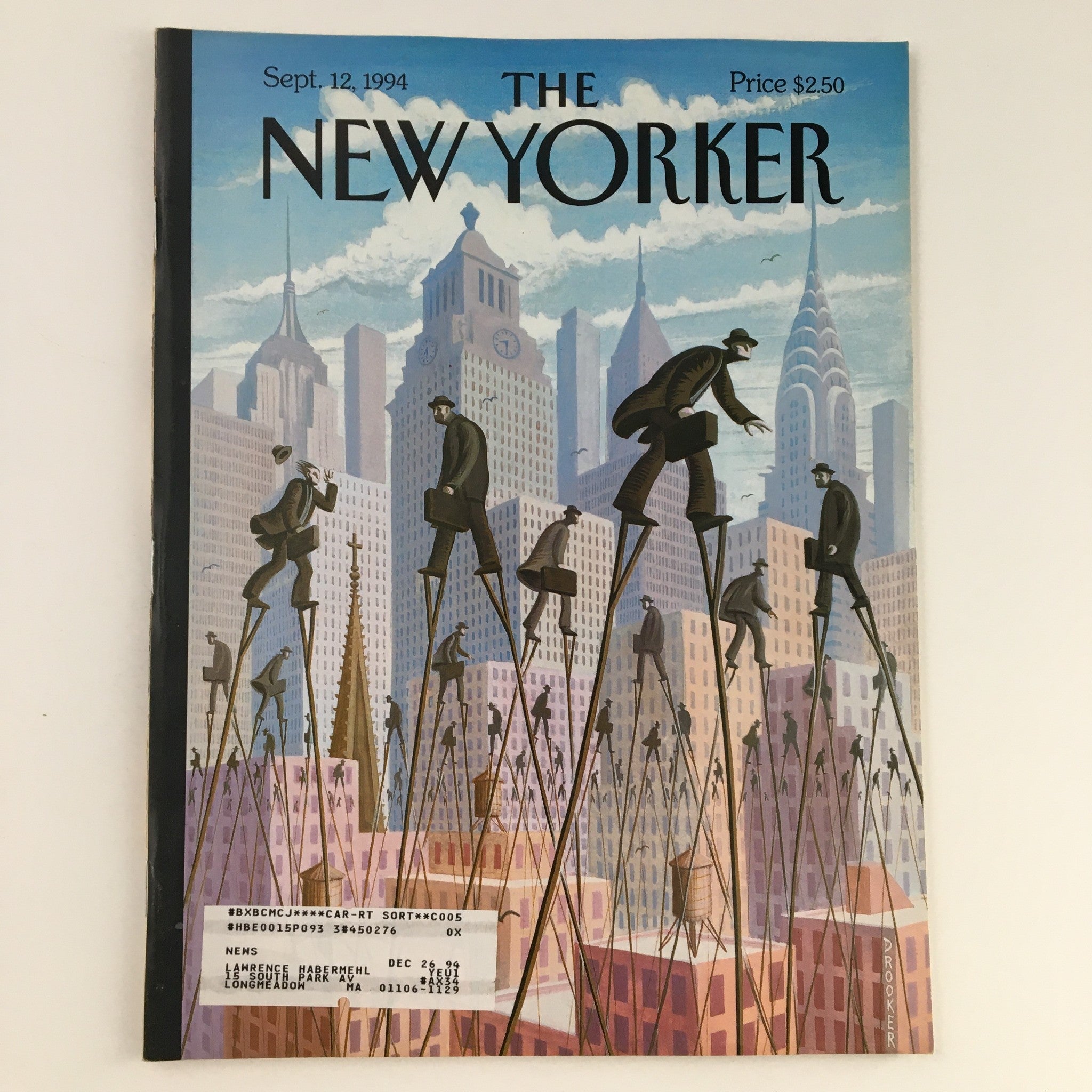 The New Yorker September 12 1994 Full Magazine Theme Cover by Eric Drooker VG