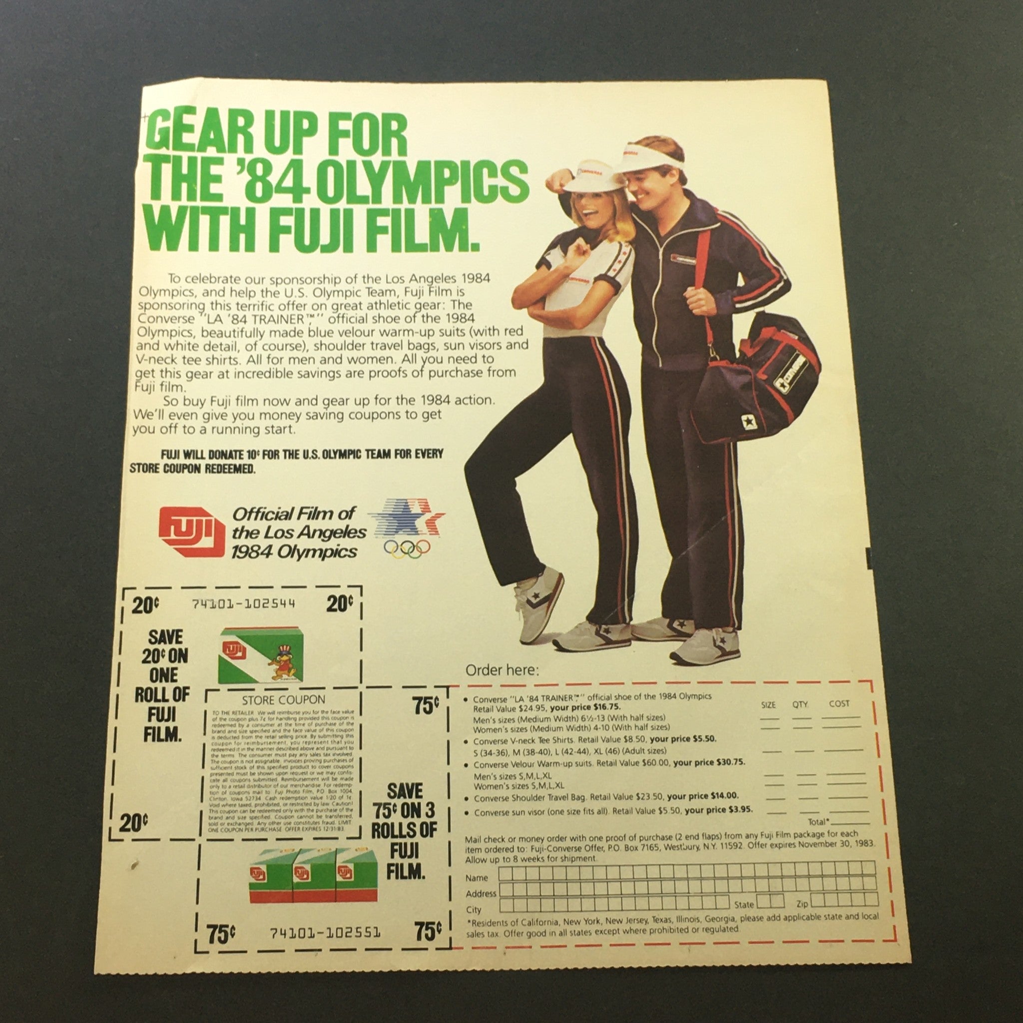 VTG 1983 - Fuji Official Film of the Los Angeles 1984 Olympics Store Ad Coupon