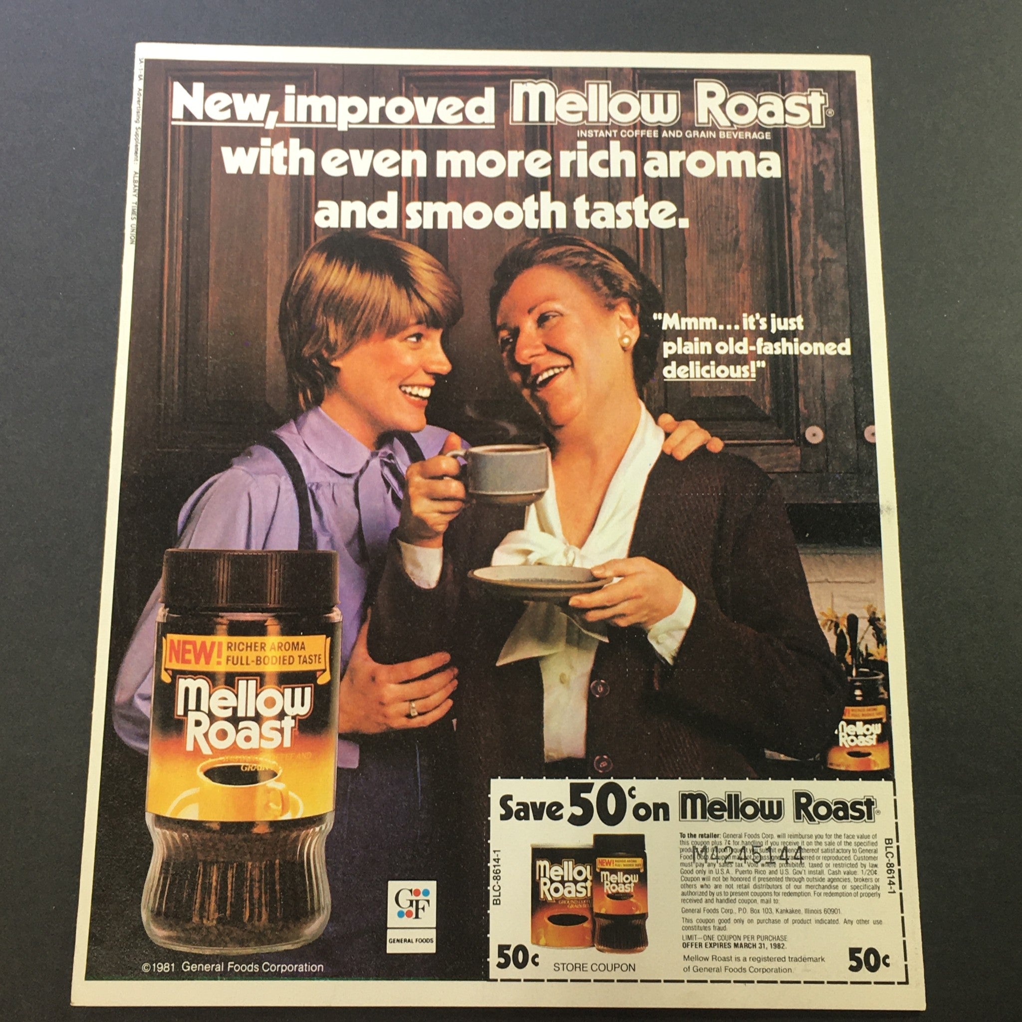 VTG 1982 Mellow Roast Richer Aroma Full-Bodied Taste Instant Coffee Ad Coupon