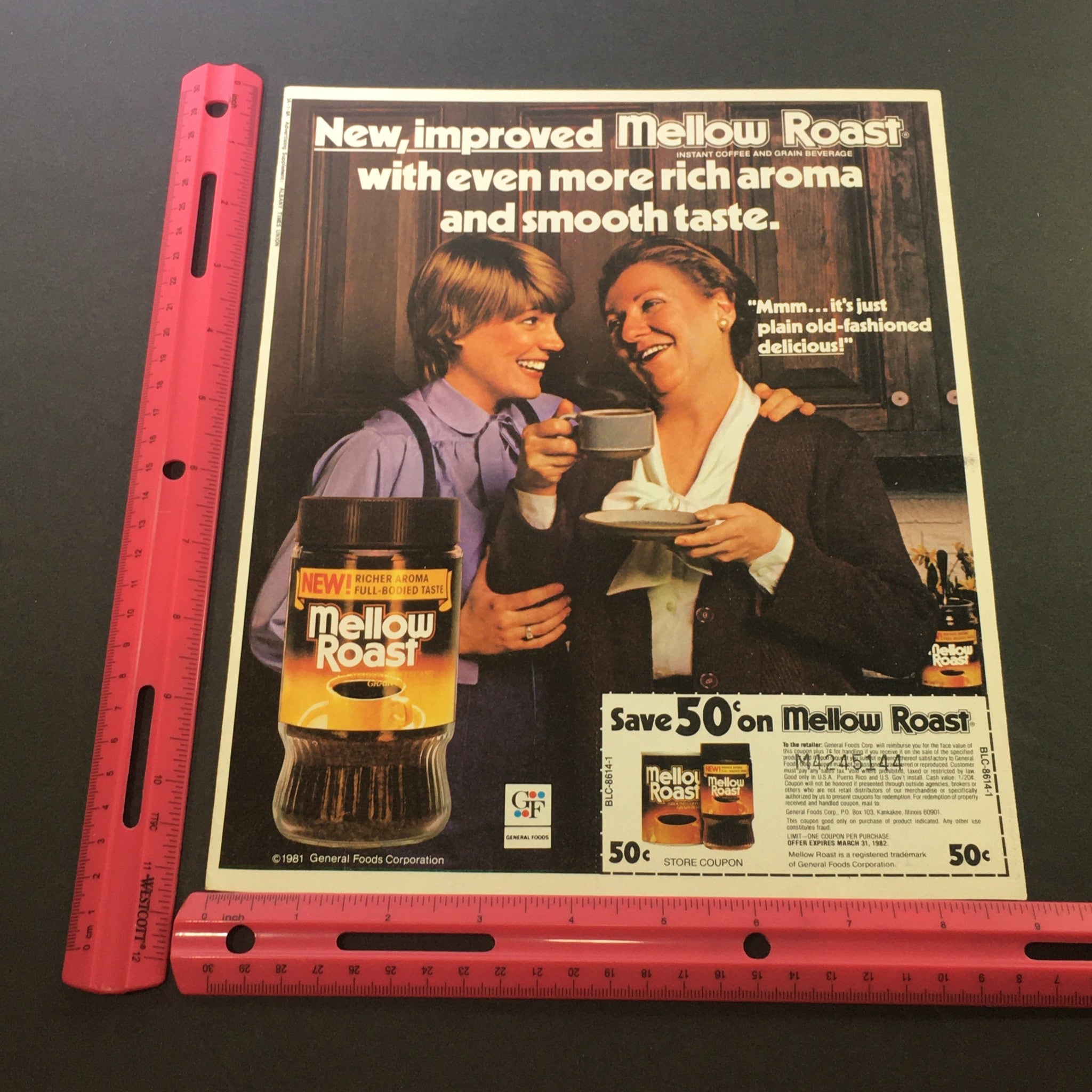 VTG 1982 Mellow Roast Richer Aroma Full-Bodied Taste Instant Coffee Ad Coupon