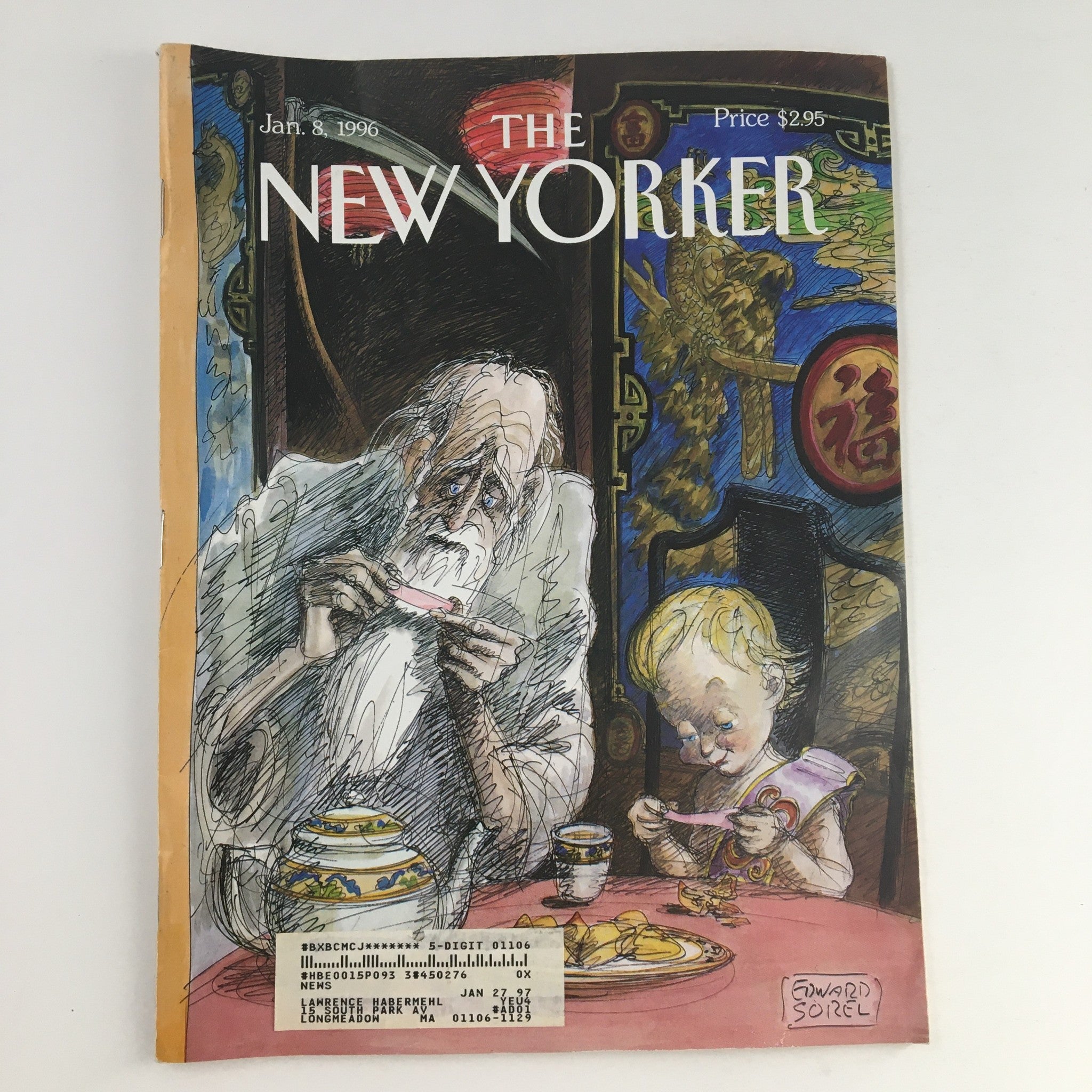 The New Yorker January 8 1996 Full Magazine Theme Cover by Edward Sorel