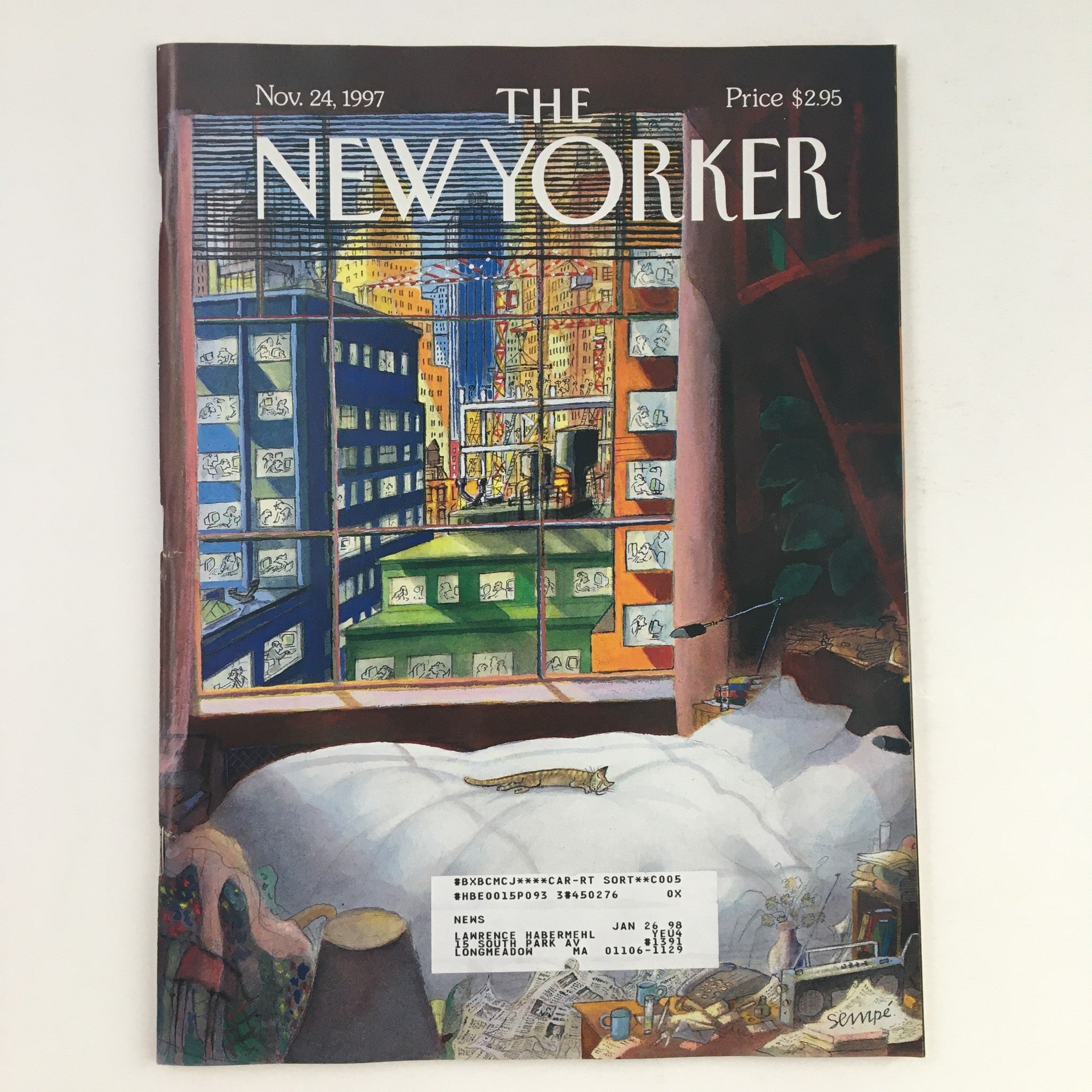 The New Yorker November 24 1997 Full Magazine Theme Cover Art Jean-Jacques Sempé