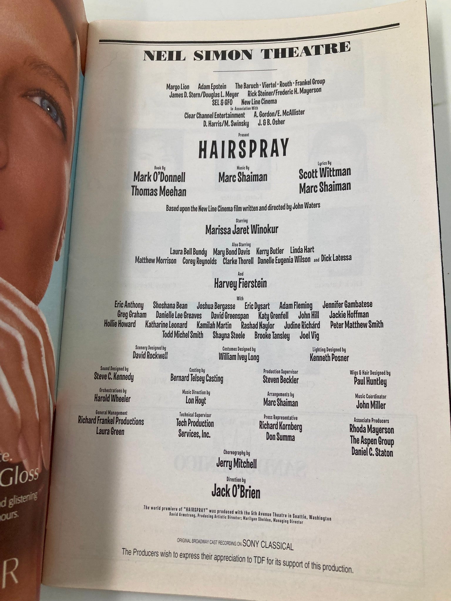 2002 Playbill Neil Simon Theatre Hairspray Marissa Jet Winokur, Harvey Fierstein