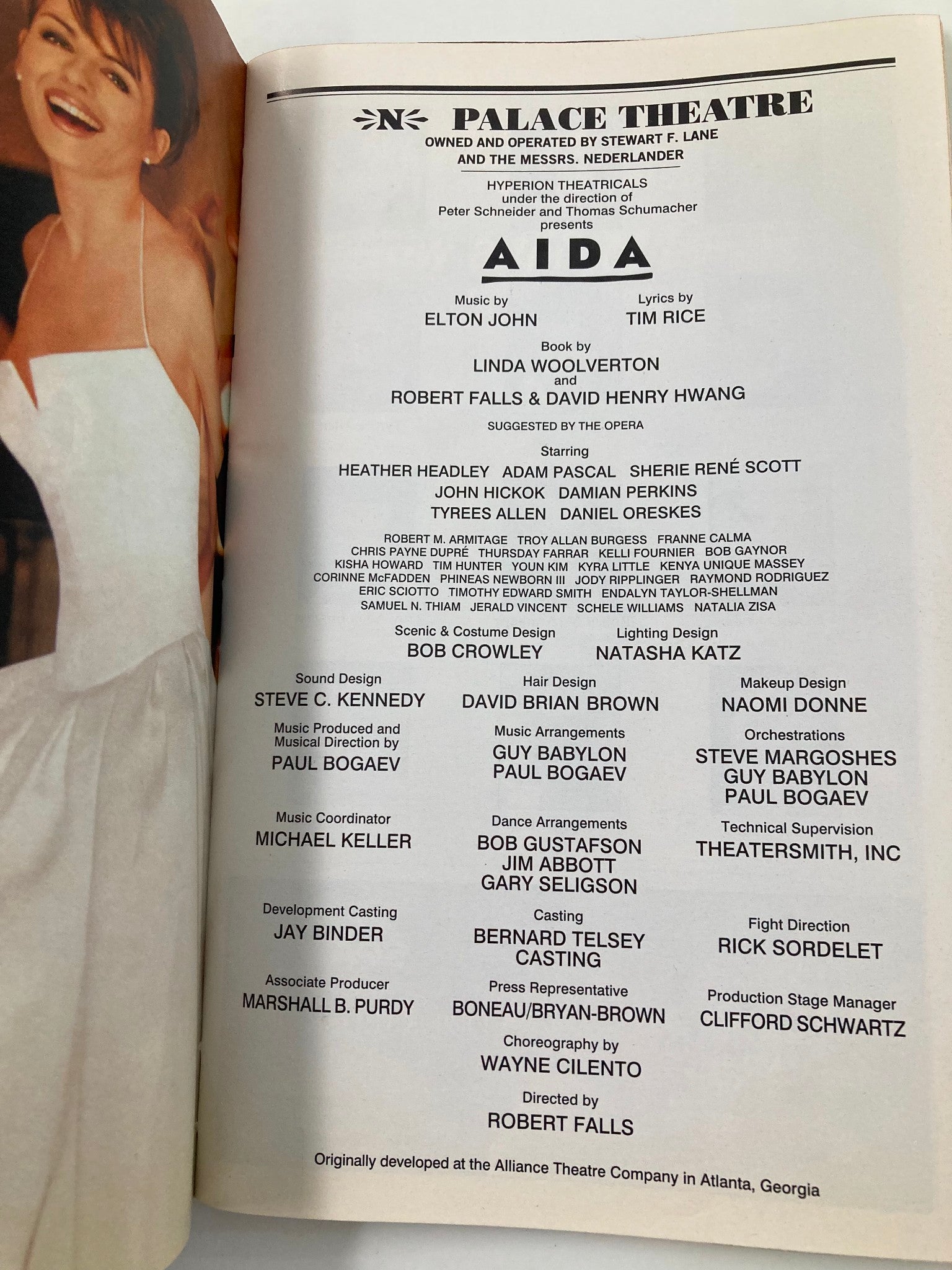 2000 Playbill Palace Theatre Aida Heather Headley, Sherie Renee Scott