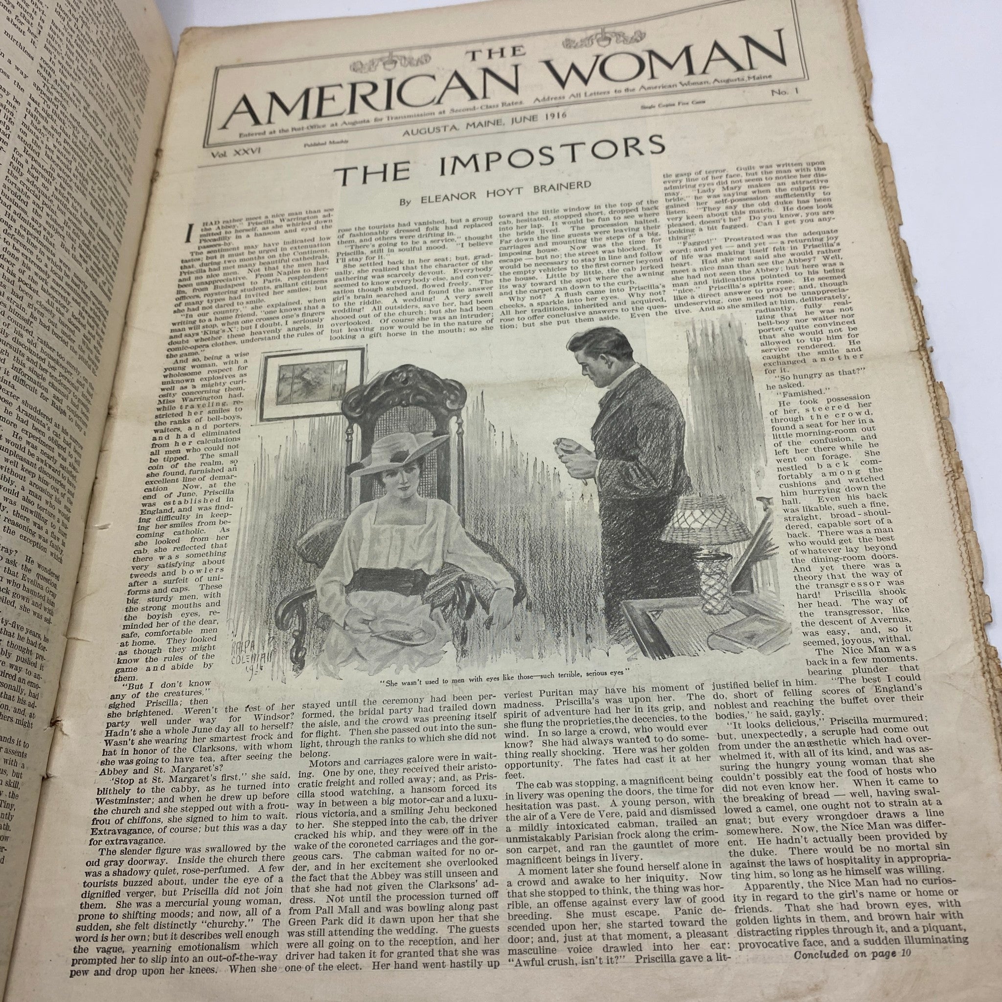 VTG The American Woman Magazine June 1916 The Impostors No Label