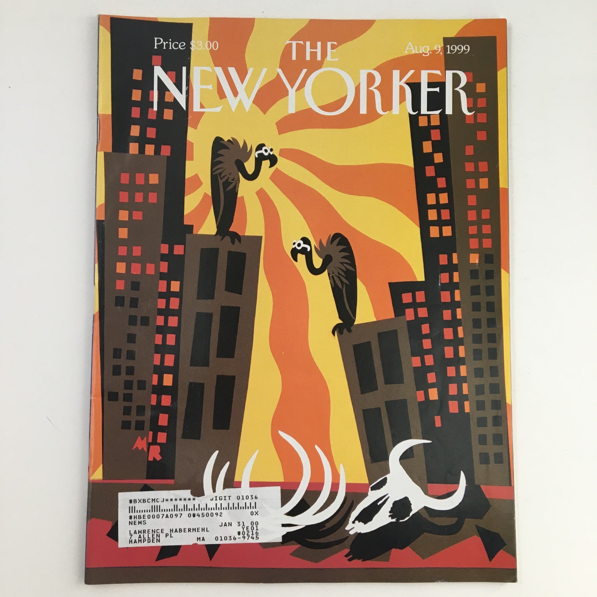 The New Yorker Magazine August 9 1999 Theme Art Cover by Michael Roberts