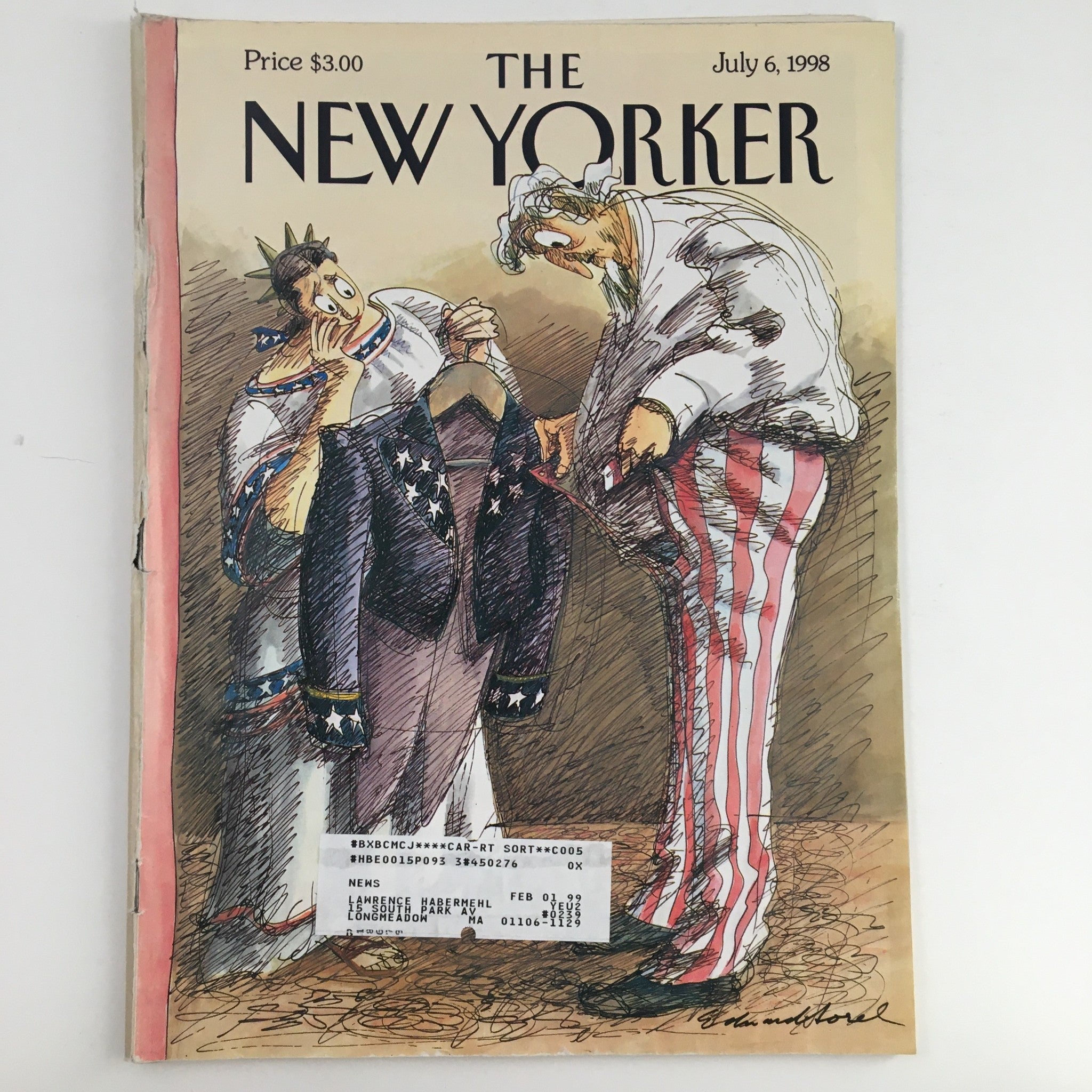 The New Yorker Magazine July 8 1998 Theme Art Cover by Edward Sorel