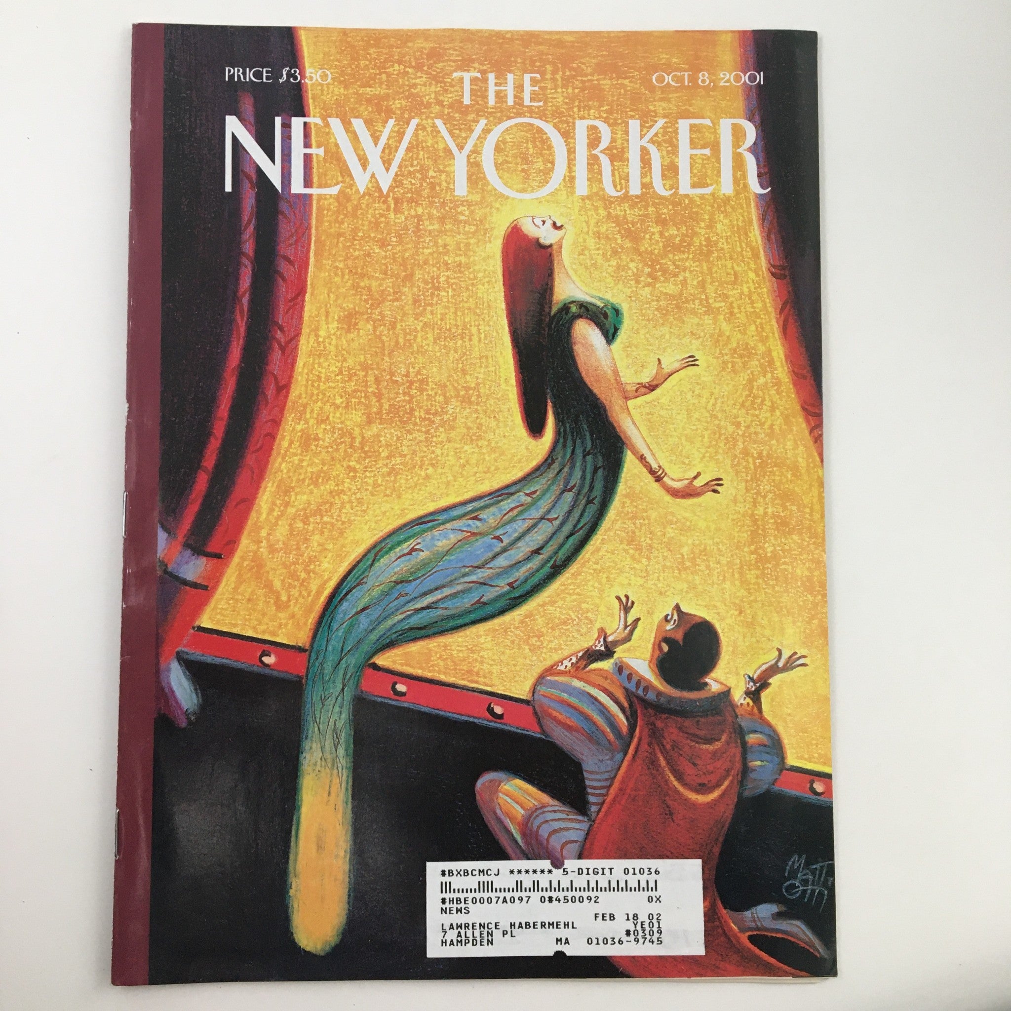 The New Yorker October 8 2001 Full Magazine Theme Cover Art Lorenzo Mattotti VG