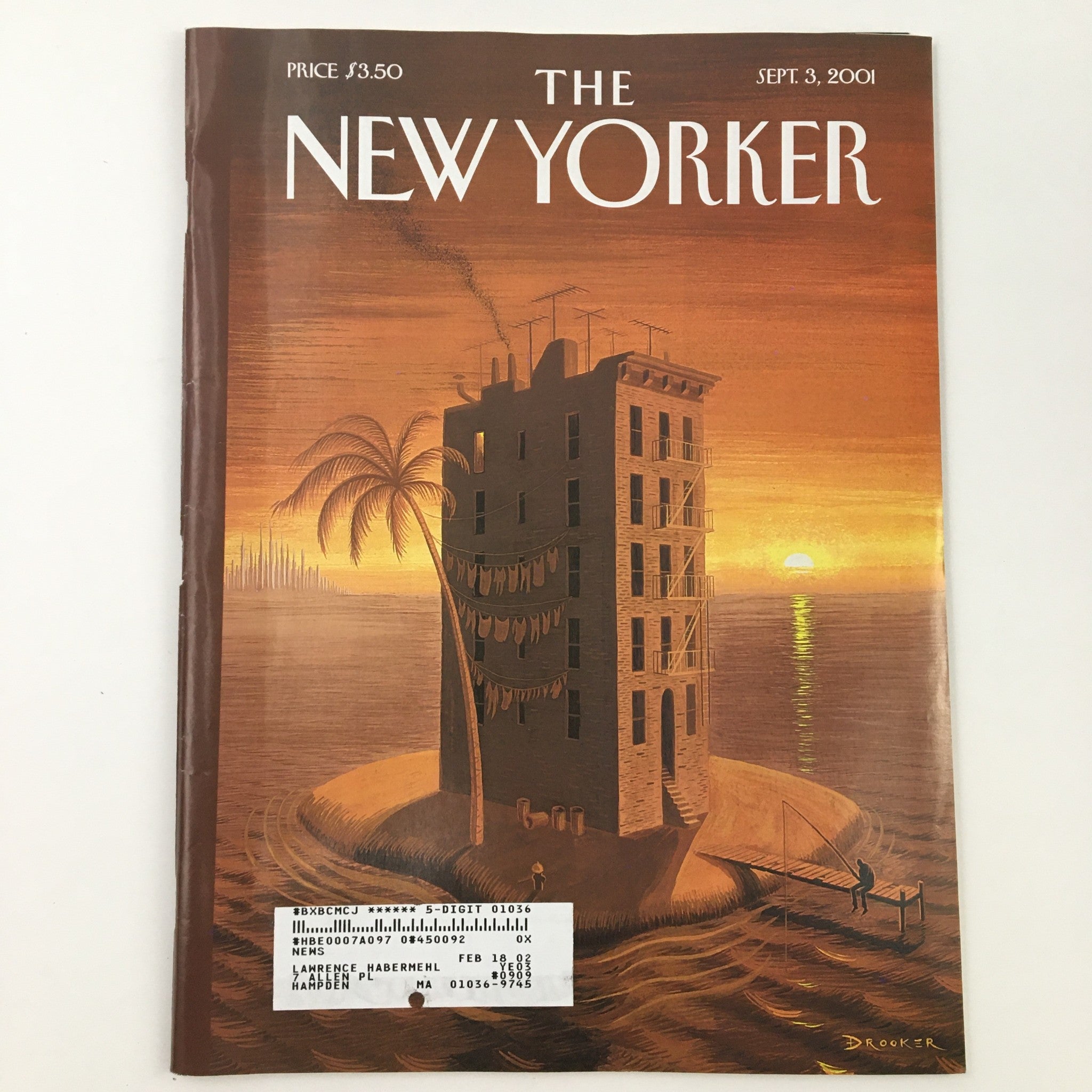 The New Yorker September 3 2001 Full Magazine Theme Cover Art by Eric Drooker VG