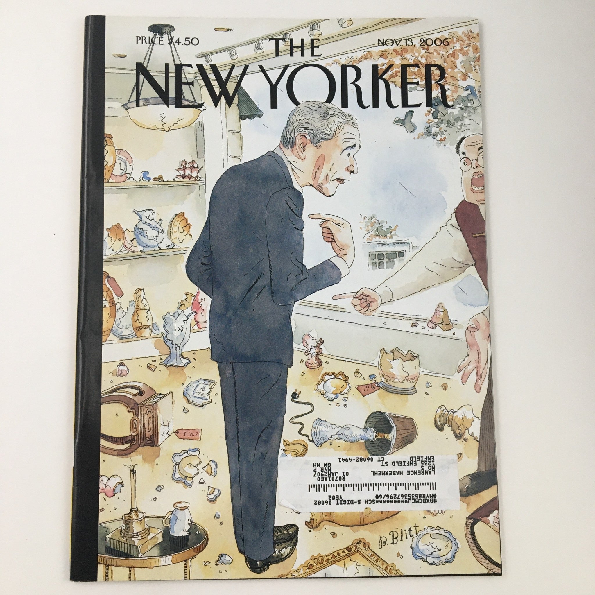 The New Yorker November 13 2006 Full Magazine Theme Cover Art by Barry Blitt VG