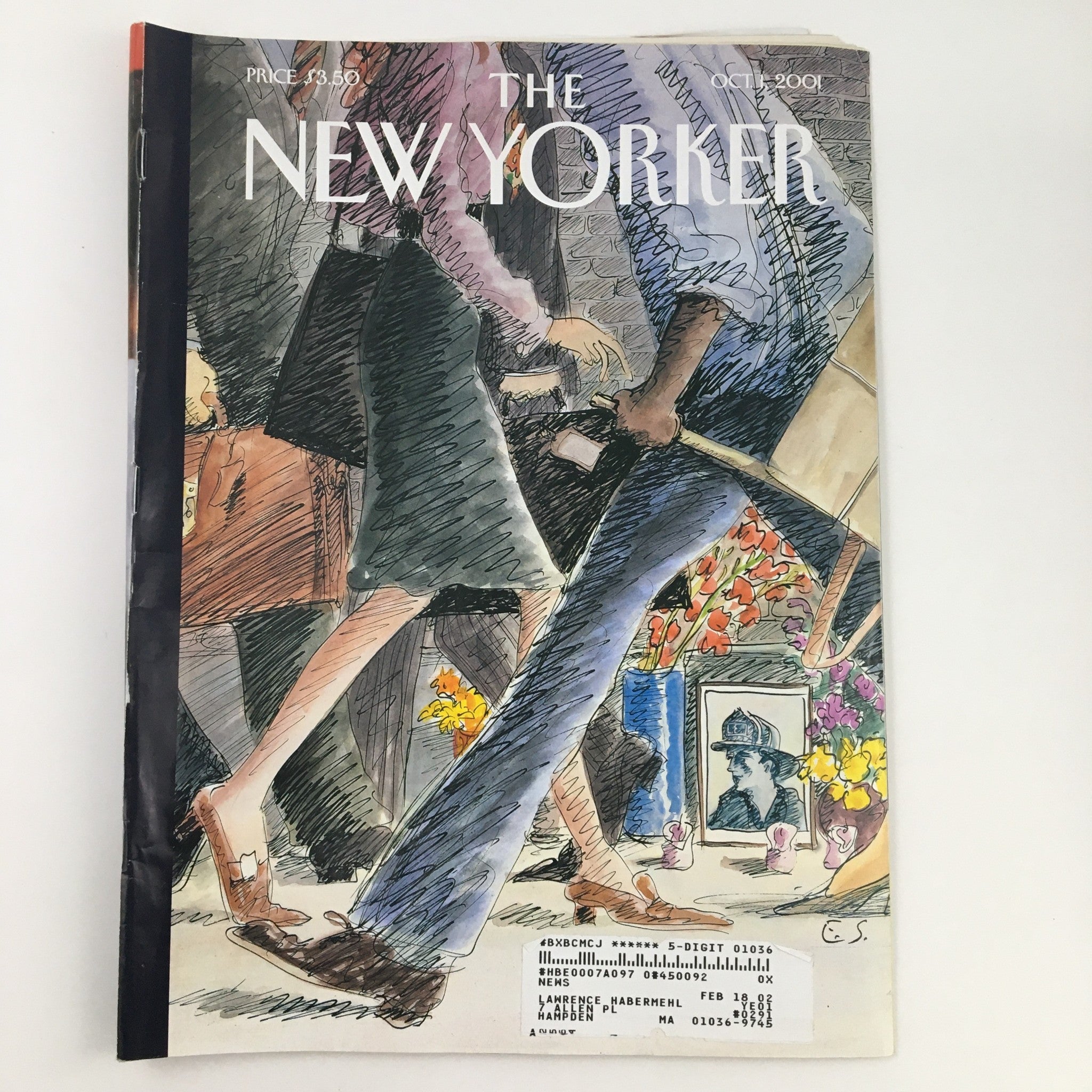 The New Yorker October 1 2001 Full Magazine Theme Cover Art by Edward Sorel