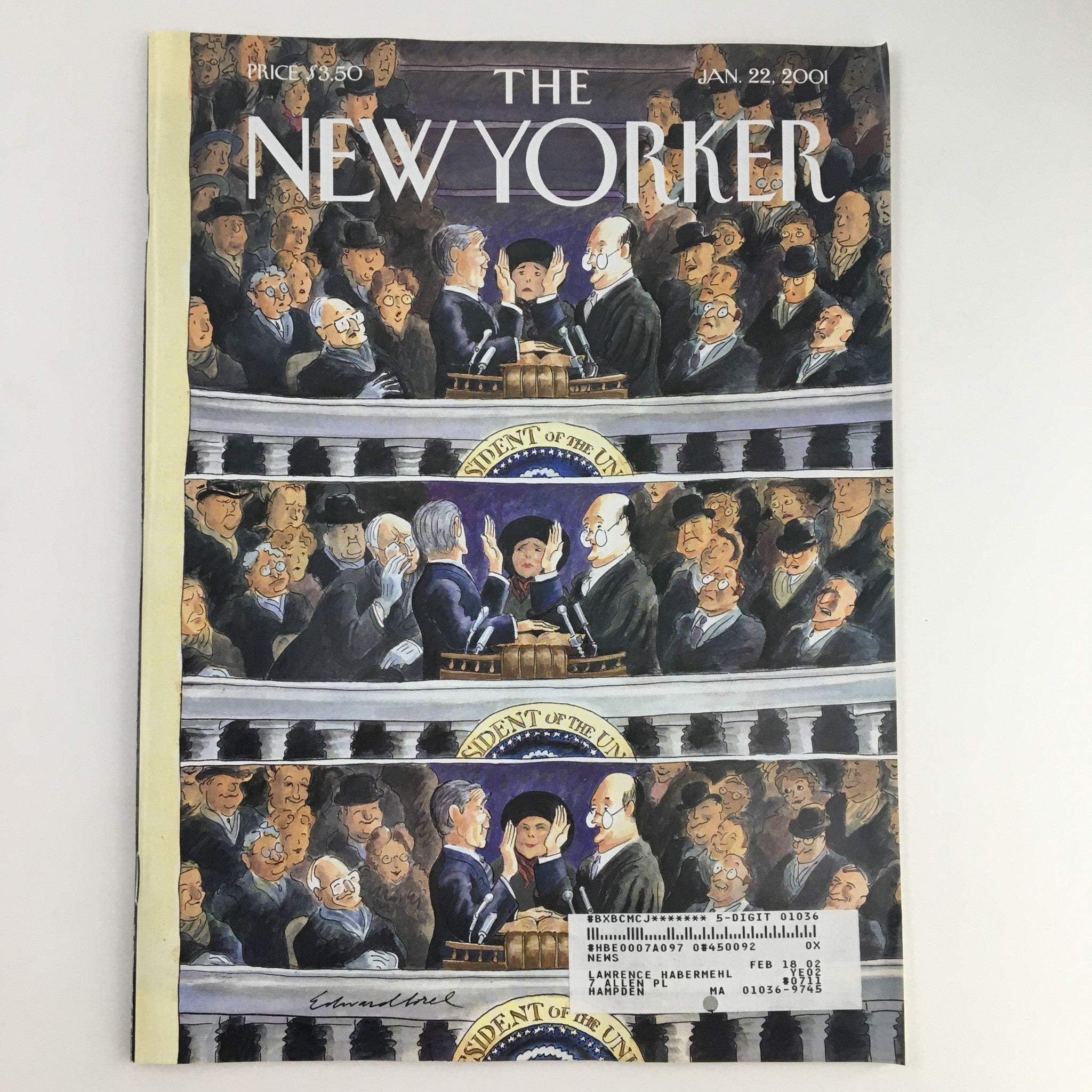 The New Yorker Magazine January 22 2001 Theme Art Cover by Edward Sorel