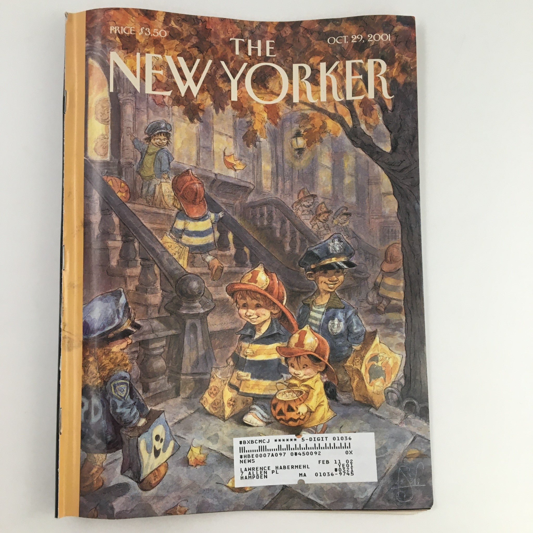 The New Yorker Magazine October 29 2001 Theme Art Cover by Peter de Sève