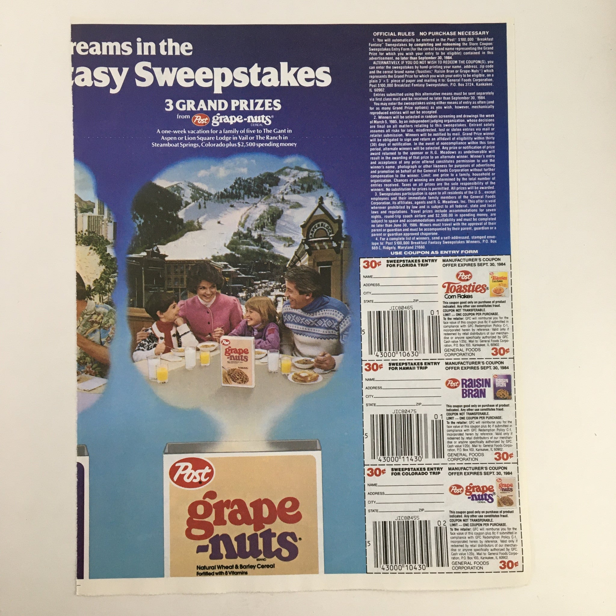 1984 Chicken 'n' Fixn's America's Fav Meal Circular Coupon Advertisement