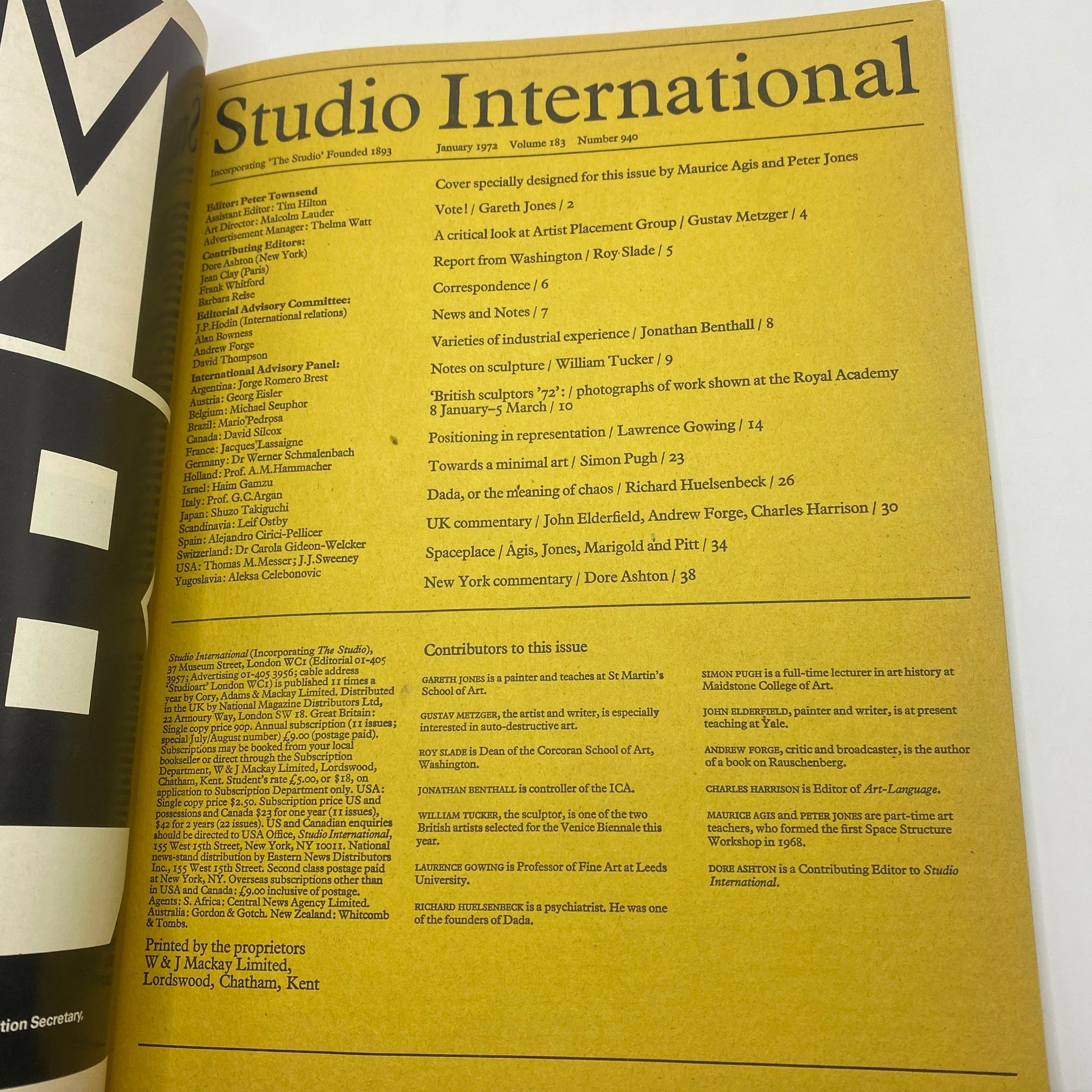 VTG Studio International Magazine January 1972 Towards a Minimal Art No Label