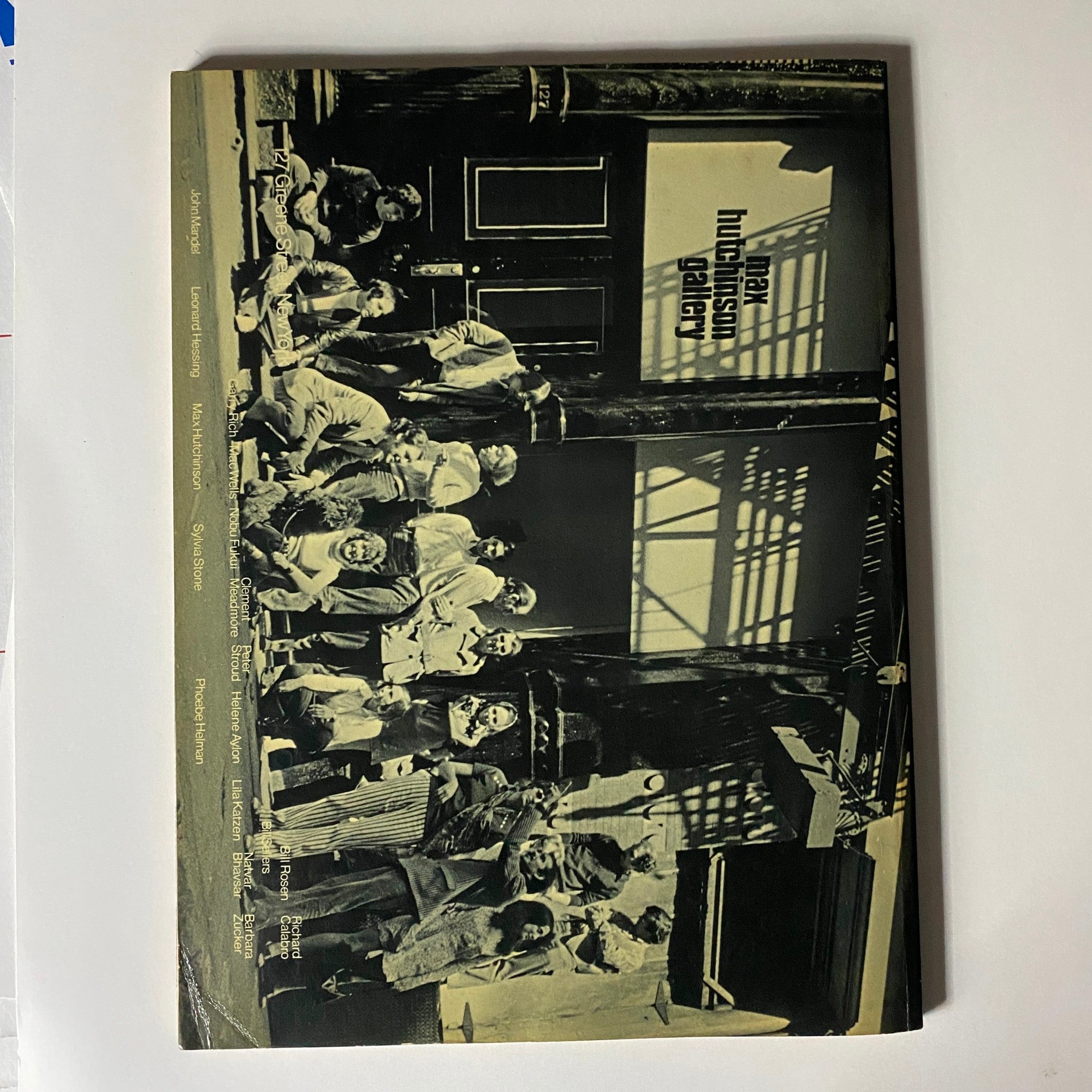 Back cover of VTG Art in America Magazine July 1970 depicting a group portrait in front of the Hutchinson Gallery, emphasizing historical artistic connections.