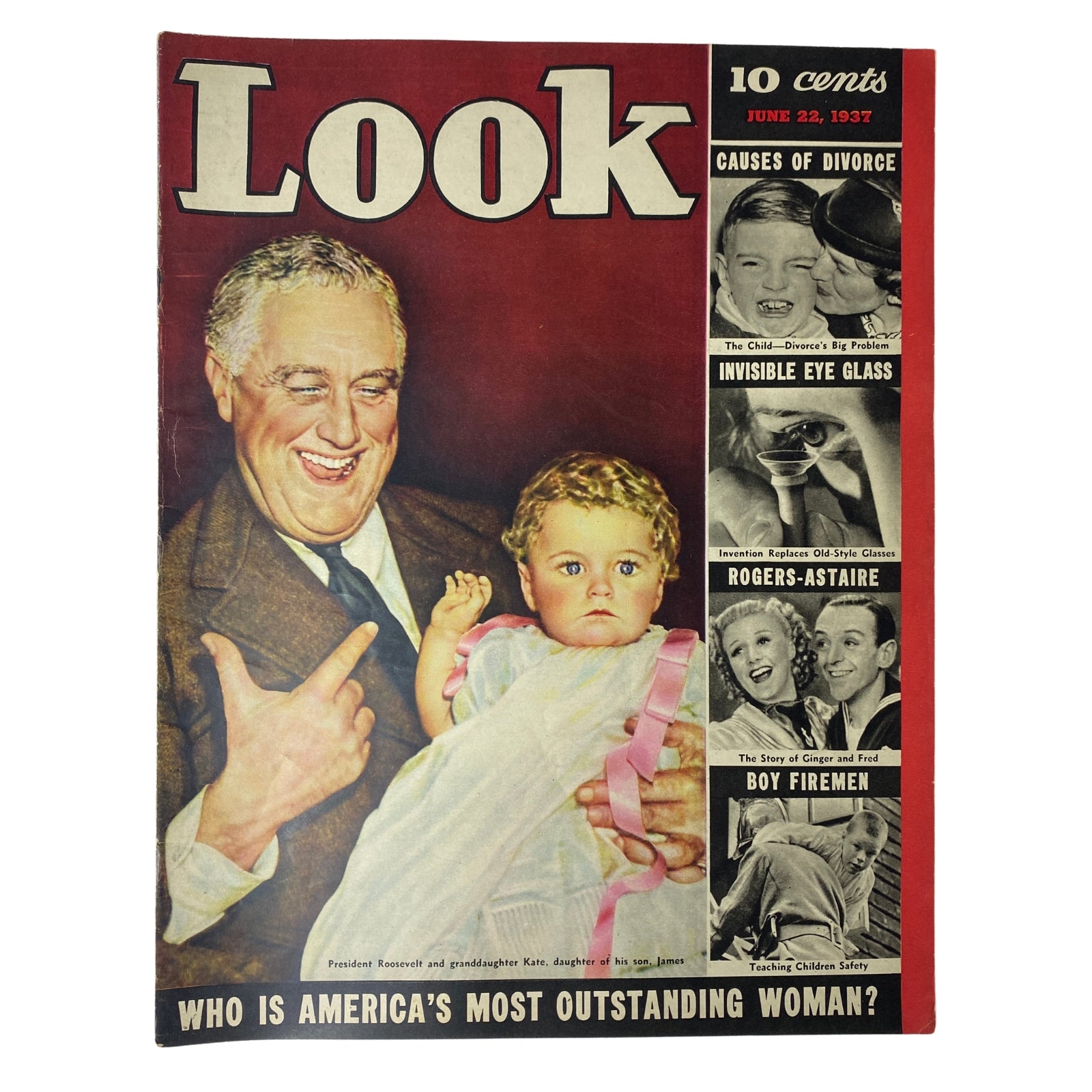 Look Magazine cover from June 22, 1937 featuring President Franklin D. Roosevelt with his granddaughter Kate Roosevelt, highlighting a tender moment in FDR's family life.
