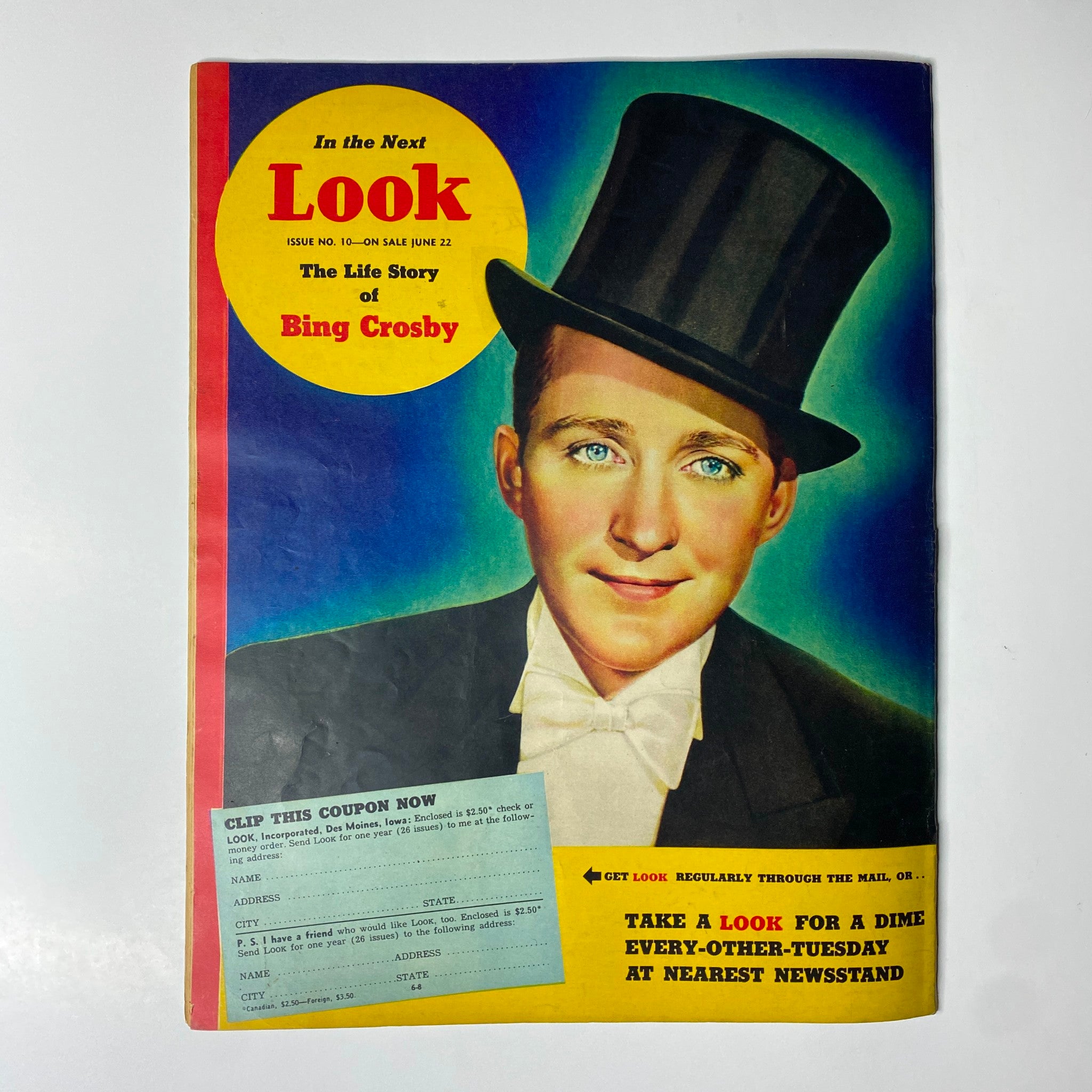 Look Magazine June 22, 1937 cover highlights 'The Life Story of Bing Crosby' with an eye-catching portrait of the iconic singer.