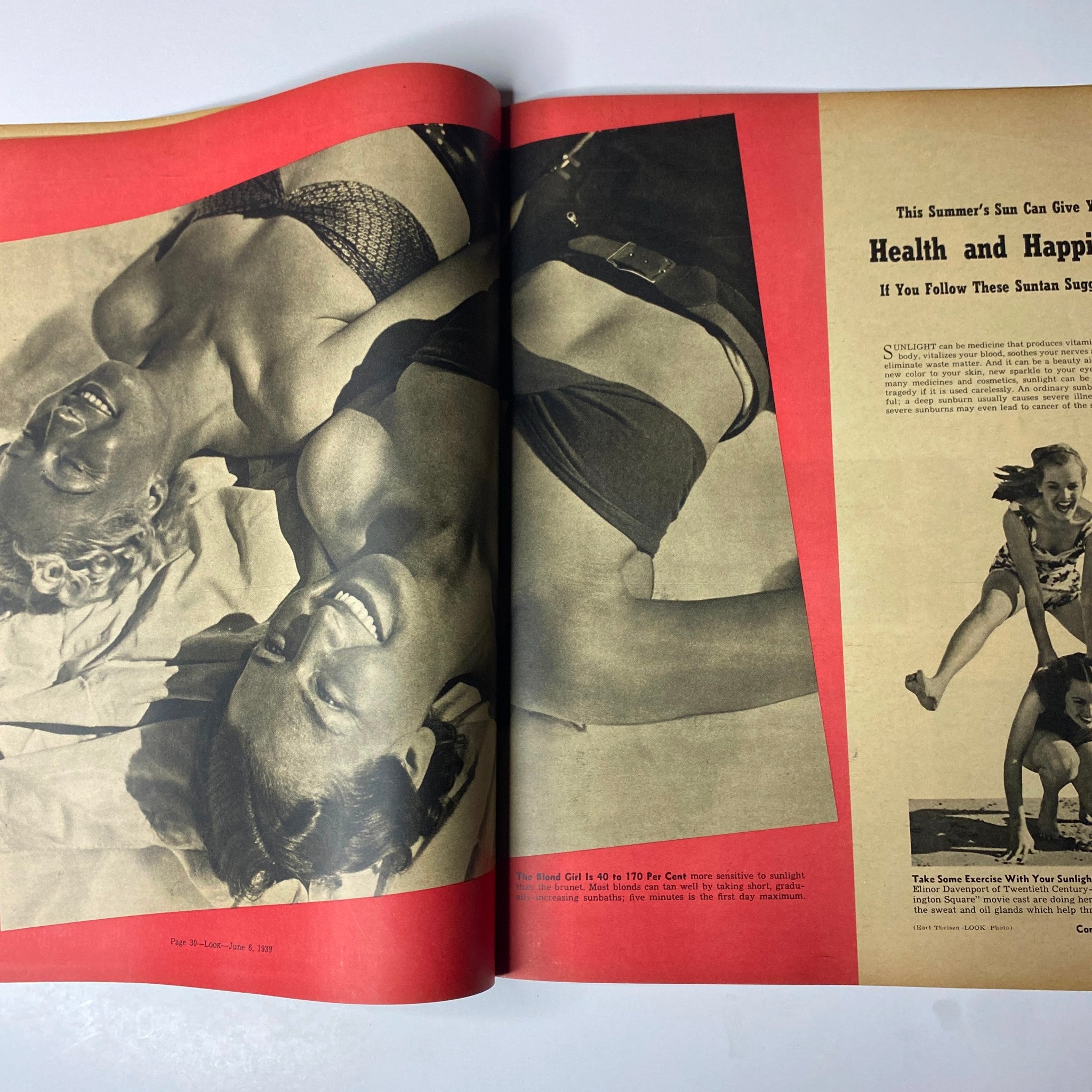 Look Magazine June 6, 1939 Adolf Hitler - A Picture Biography, featuring two women sunbathing and enjoying summer, highlighting health and suntan tips, in very good condition.
