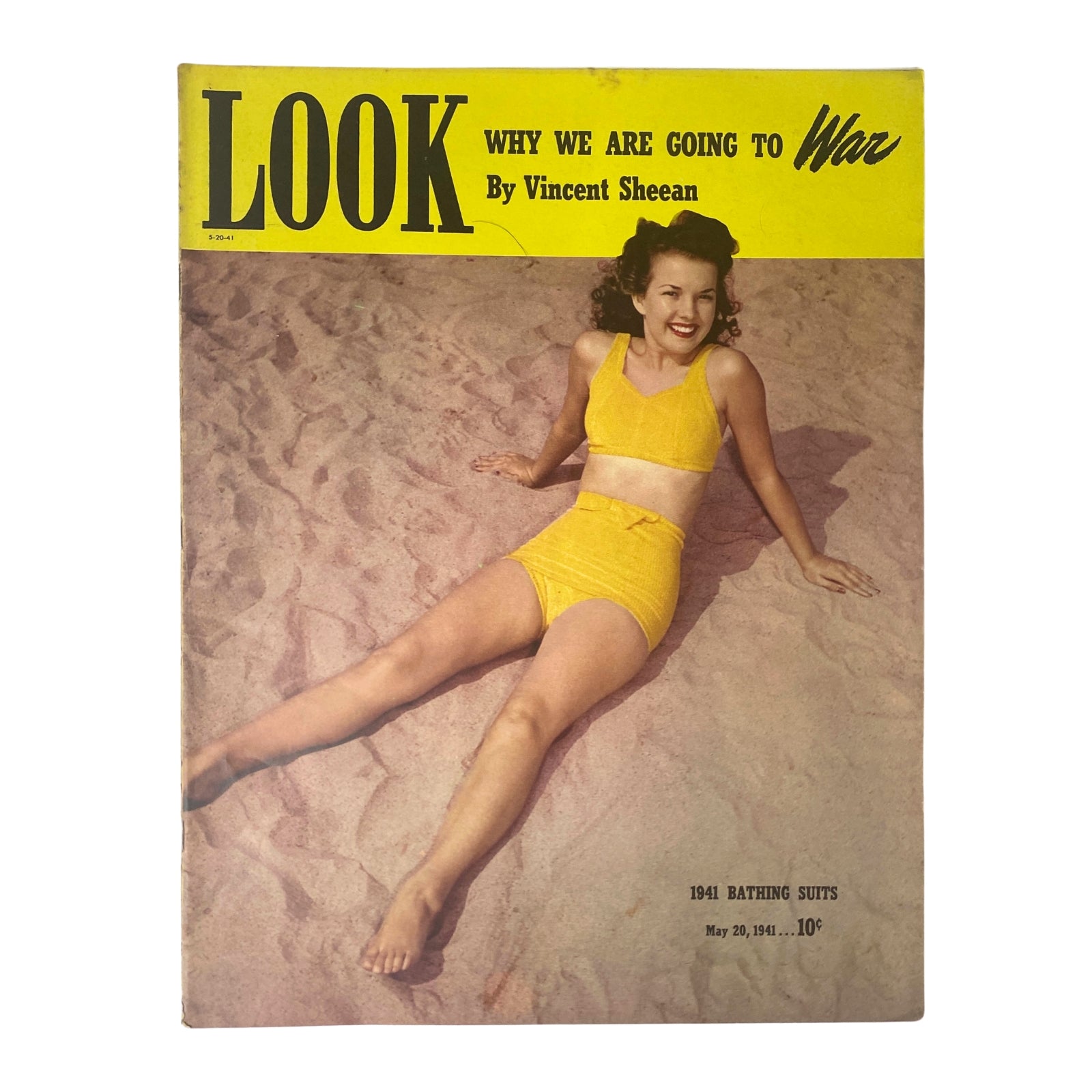 Cover of Look Magazine from May 20, 1941 featuring actress Gale Storm in a yellow bathing suit, photographed by Earl Theisen, accentuating early 1940s fashion.