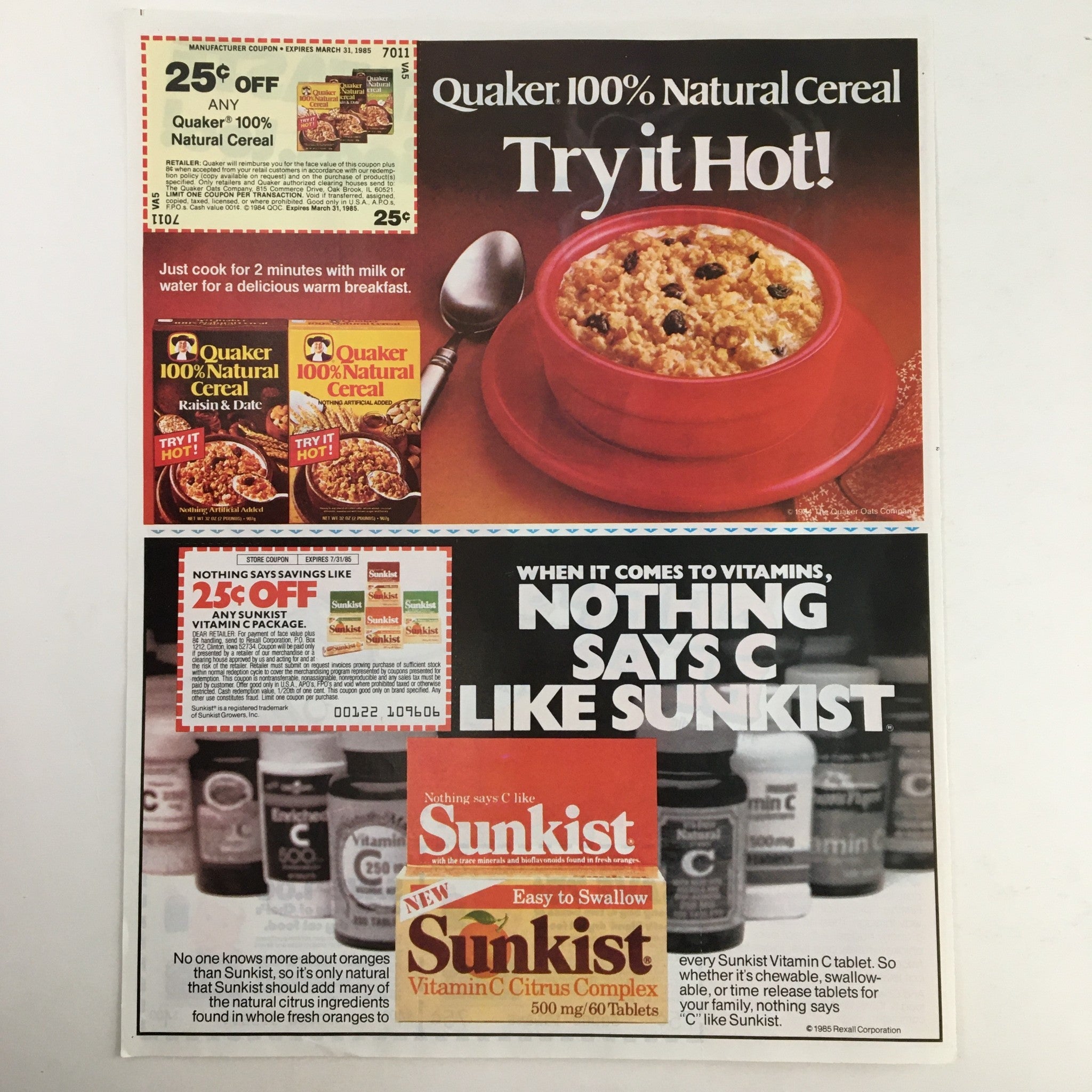 1985 Chef's Blend Cat Dinner Circular Coupon Advertisement