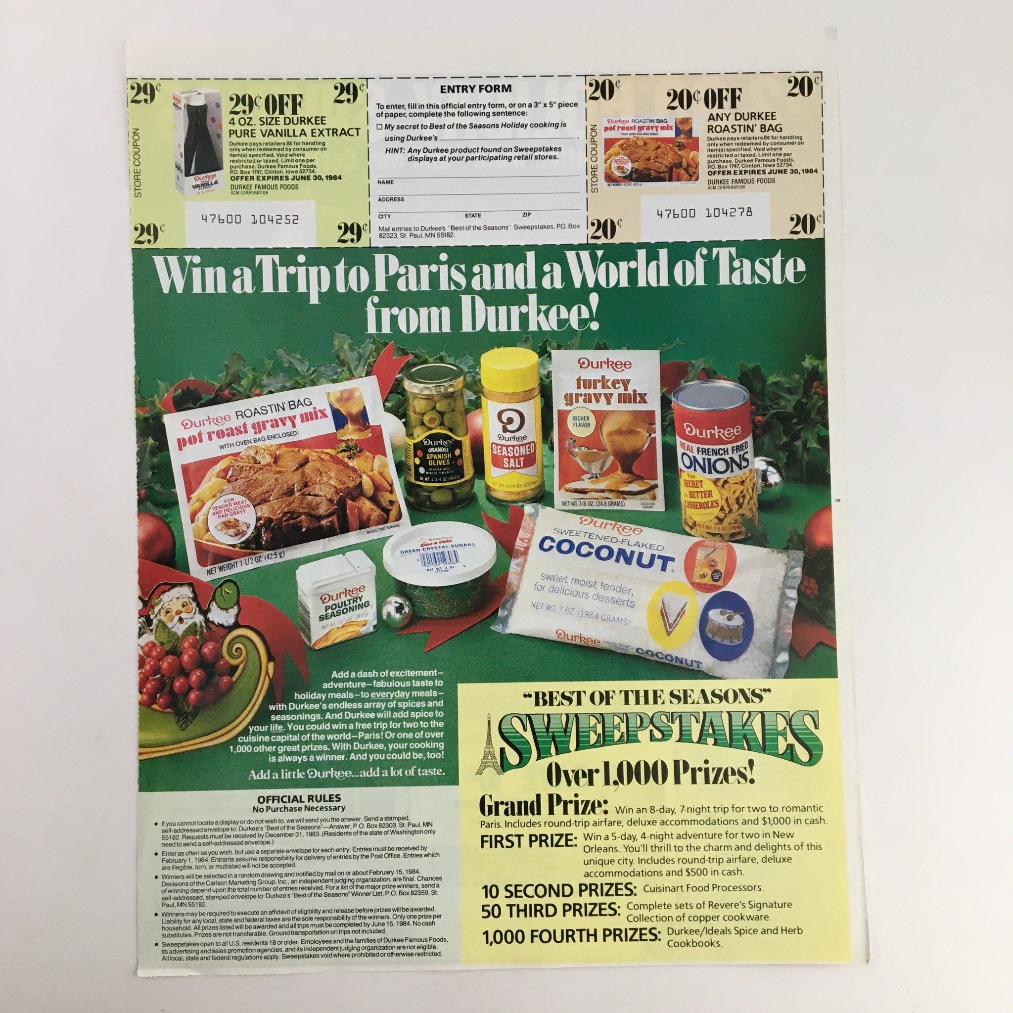 1984 Folger's Coffee Holiday Savings Circular Coupon Advertisement