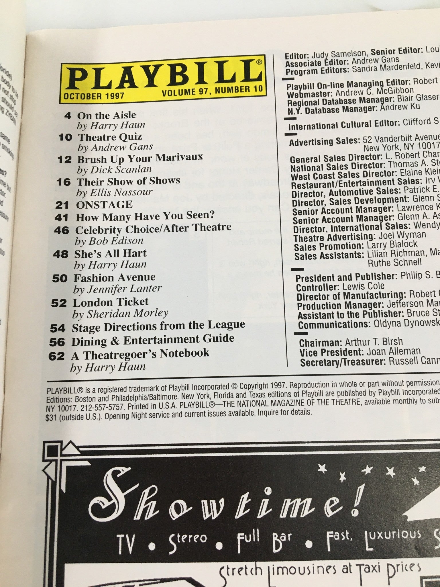 1997 Playbill Union Square Theatre Steven Baruch in Tricicle's Three-For-All