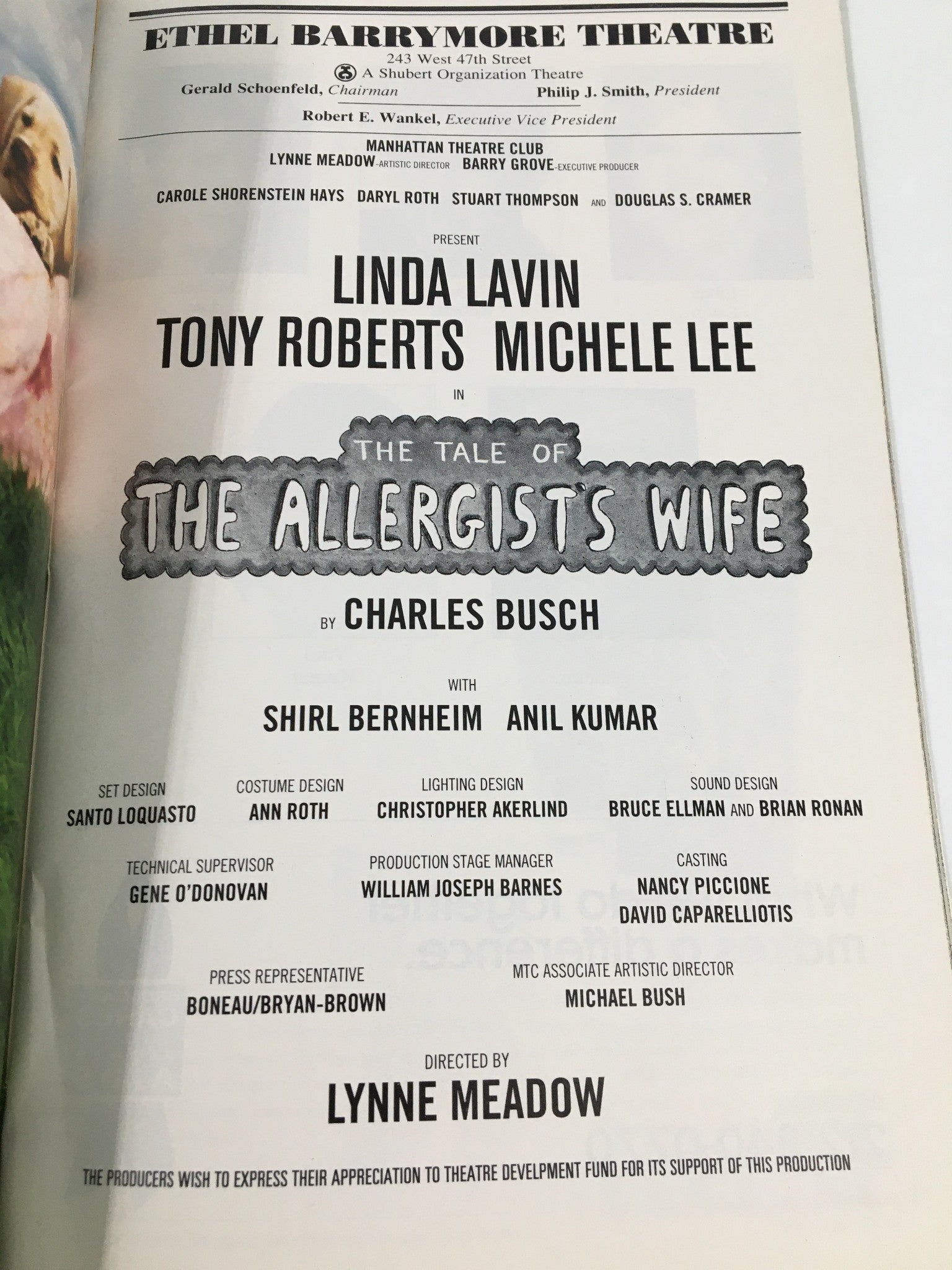 2001 Playbill Ethel Barrymore Theatre Linda Lavin in The Allergist's Wife