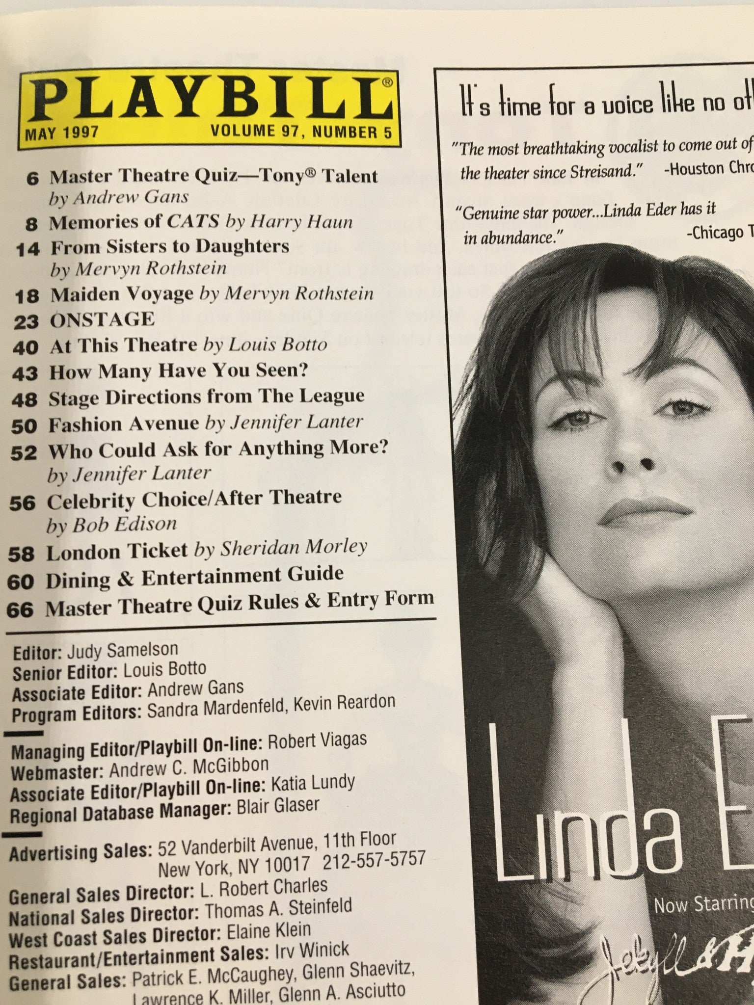 1997 Playbill Century Theatre Mary-Louise Parker in How I Learned To Drive