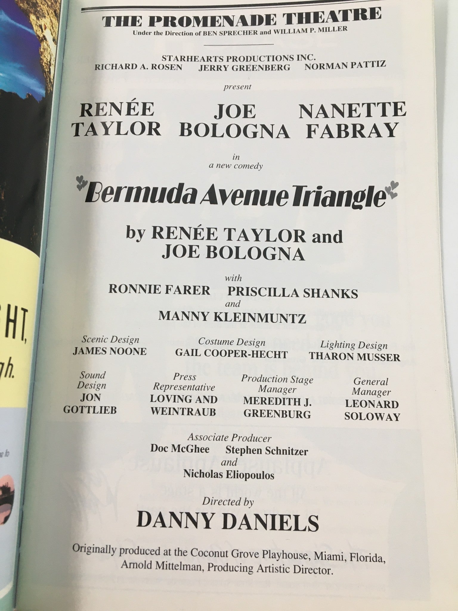 1997 Playbill The Promenade Theatre Renee Taylor in Bermuda Avenue Triangle