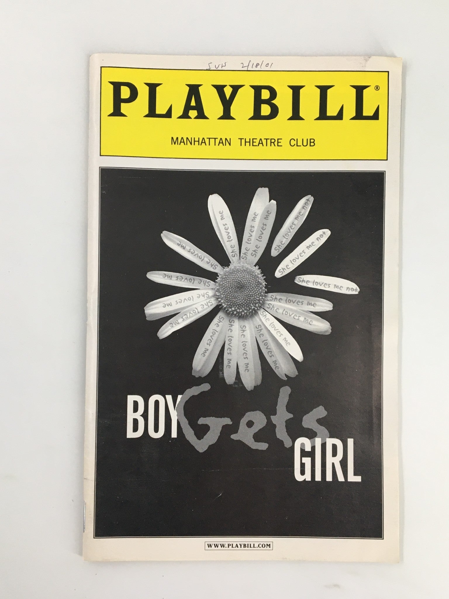 2001 Playbill Manhattan Theatre Club David Adkins, Matt DeCaro in Boy Get Girl