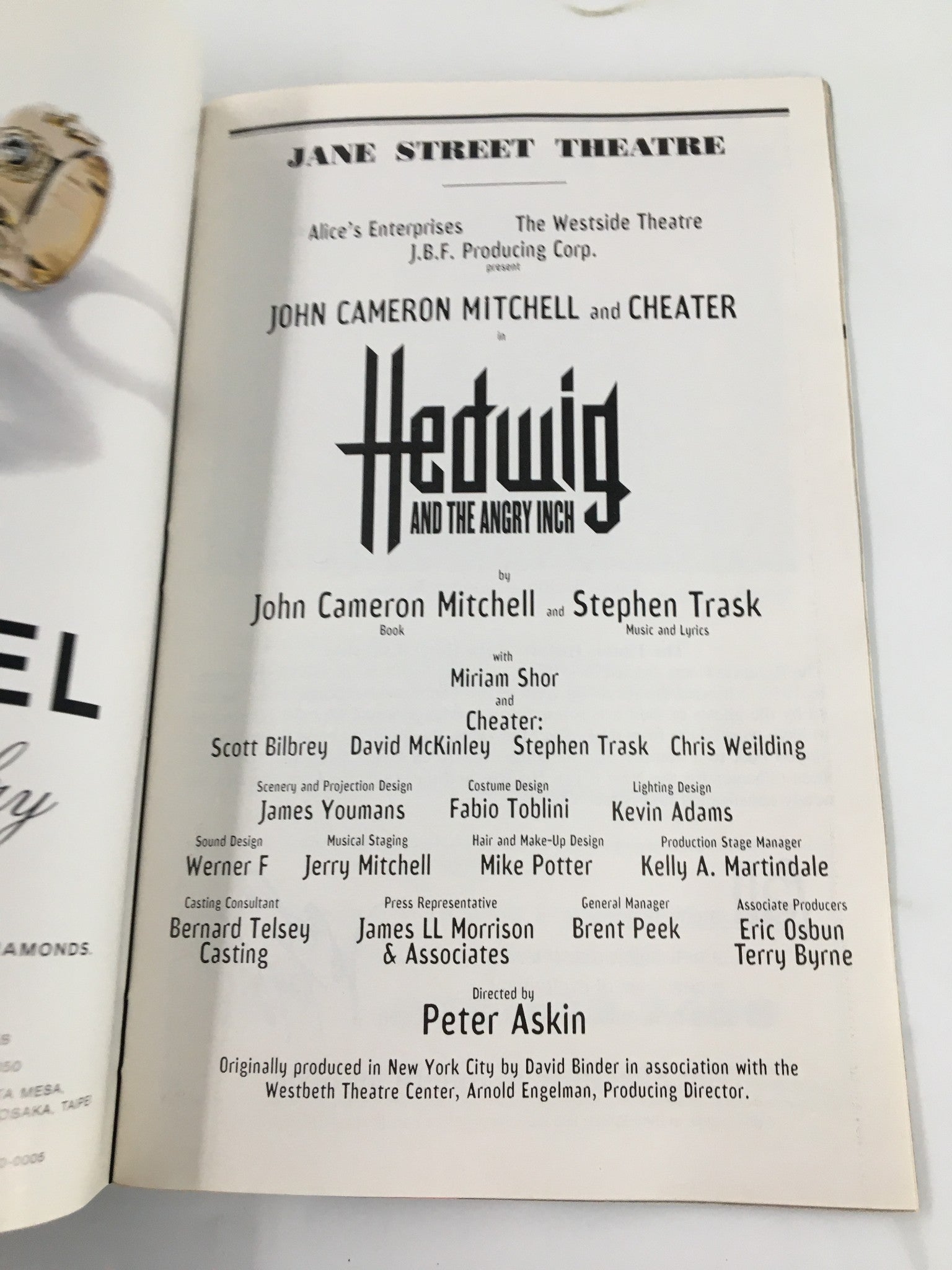 1998 Playbill Jane Street Theatre John Cameron Mitchell Hedwig & The Angry Inch