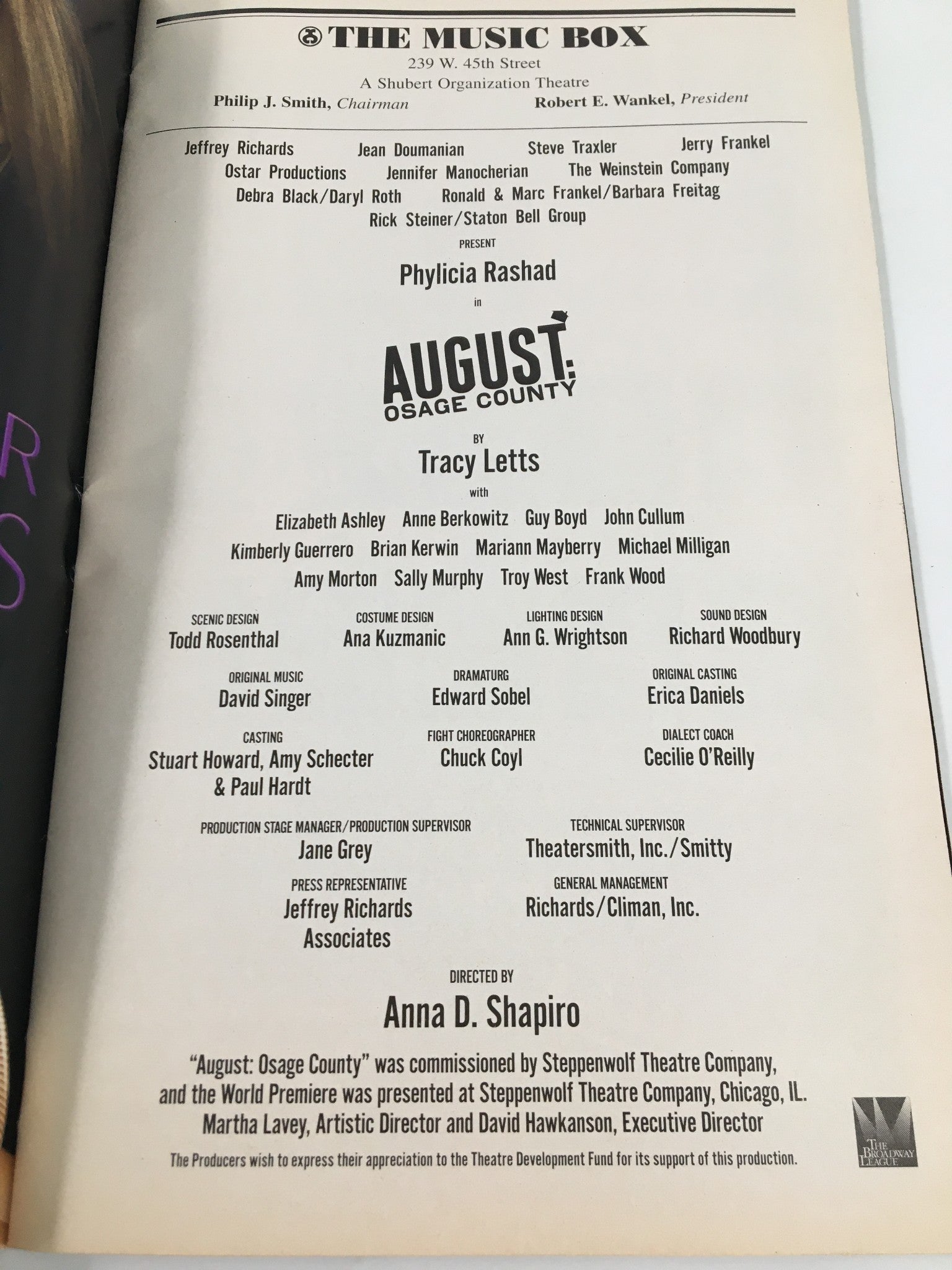 2009 Playbill The Music Box Phylicia Rashad in August Osage County