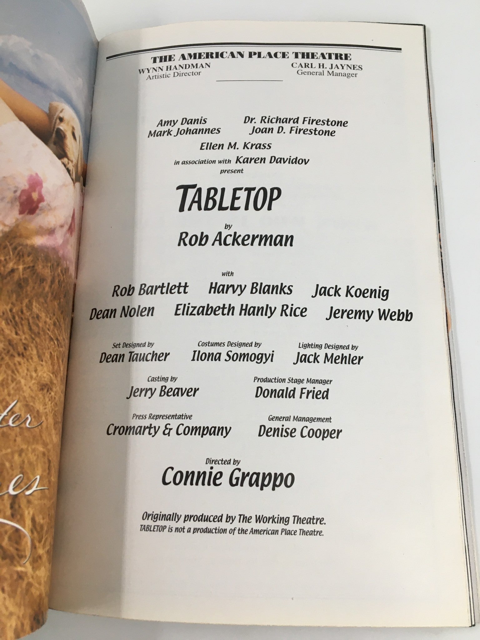 2000 Playbill The American Place Theatre Rob Bartlett, Jack Koenig in Tabletop