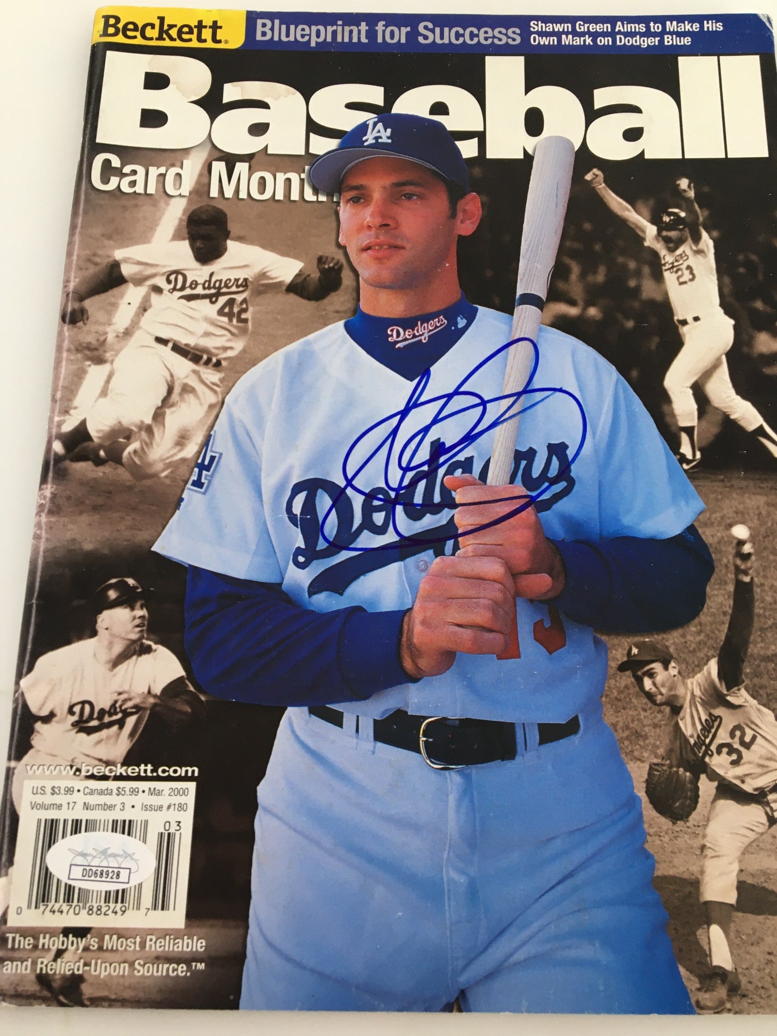 Shawn Green Beckett Baseball #180 March 2000 JSA Certified Autographed