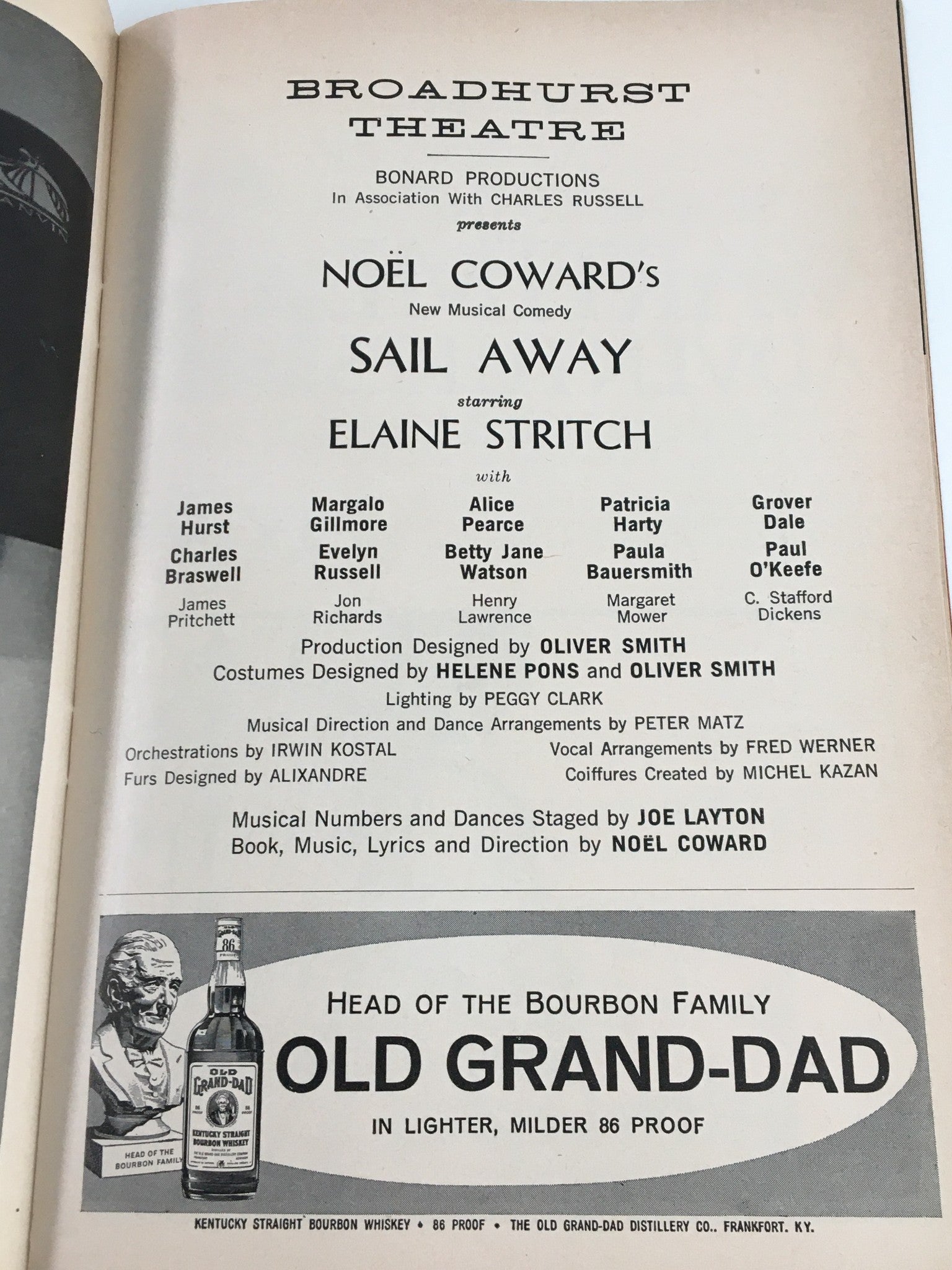 1961 Playbill Broadhurst Theatre Elaine Stritch in Noel Coward's Sail Away