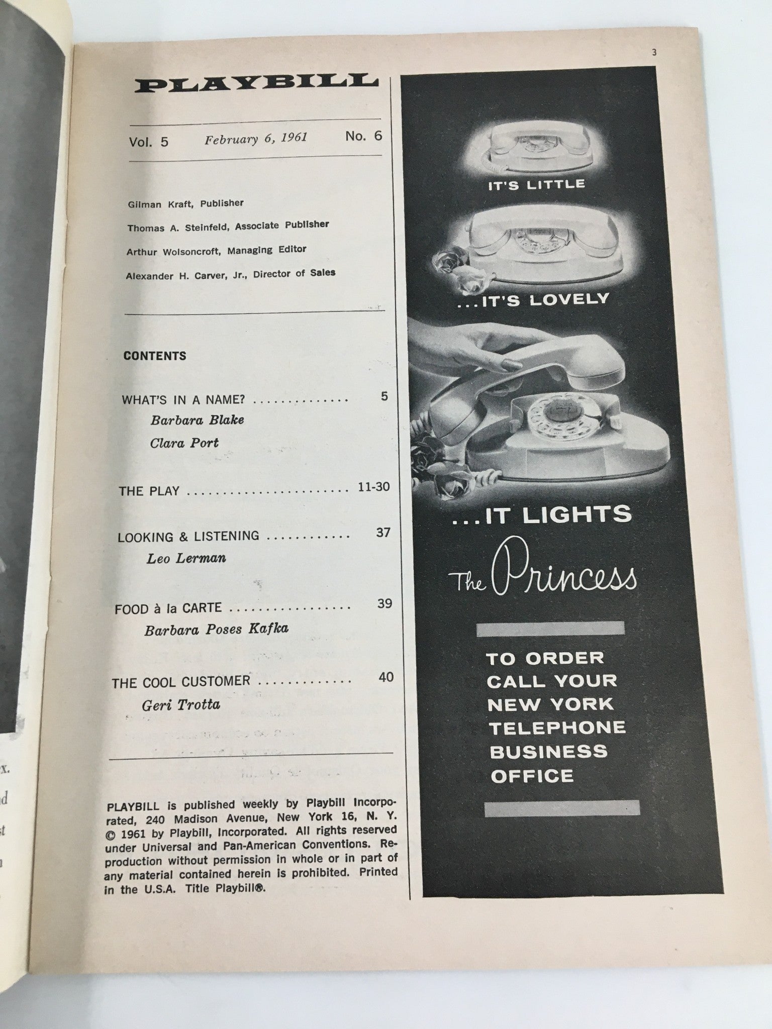 1961 Playbill Hudson Theatre Maureen Stapleton in Toys In The Attic